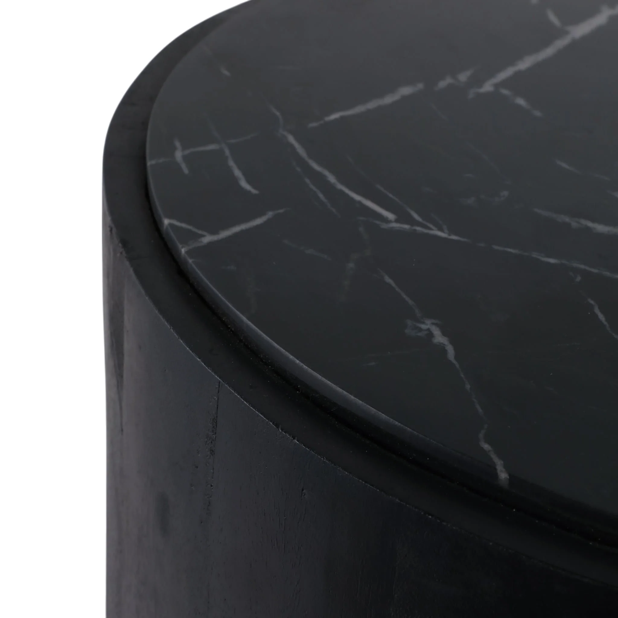 18x18 Marble Inlay Rnd Accent Table, Blk/wht - Image 6