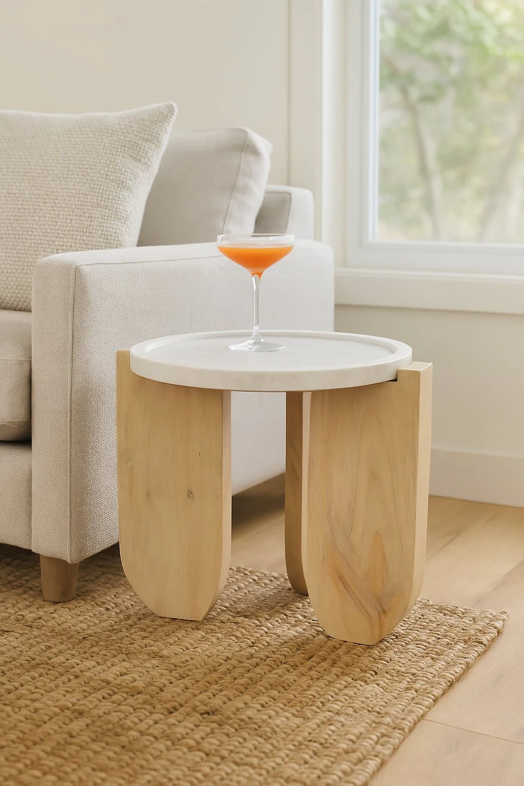 18x18" Marble Top Accent Table With Curved Legs, W - Image 4