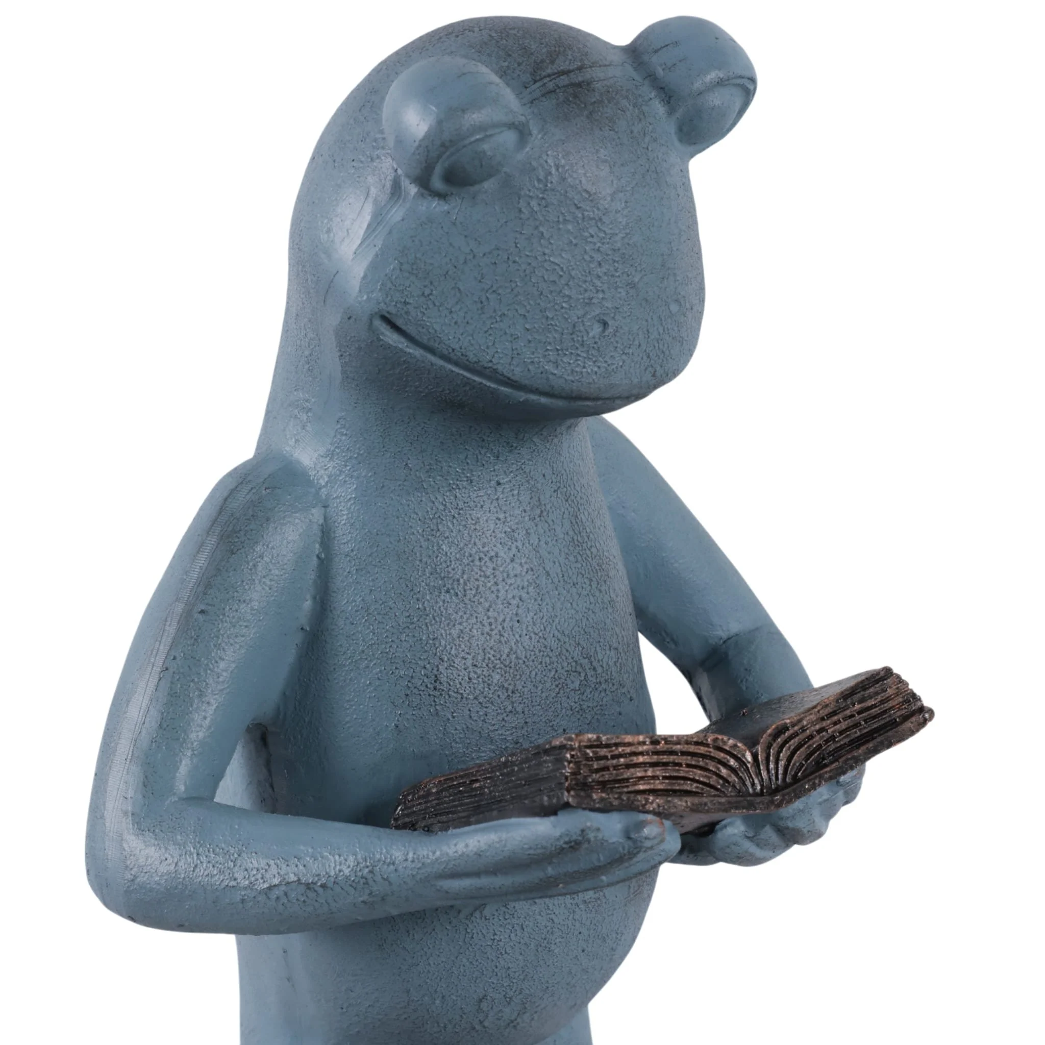 18x7" Standing Frog Reading A Book, Grey - Image 5