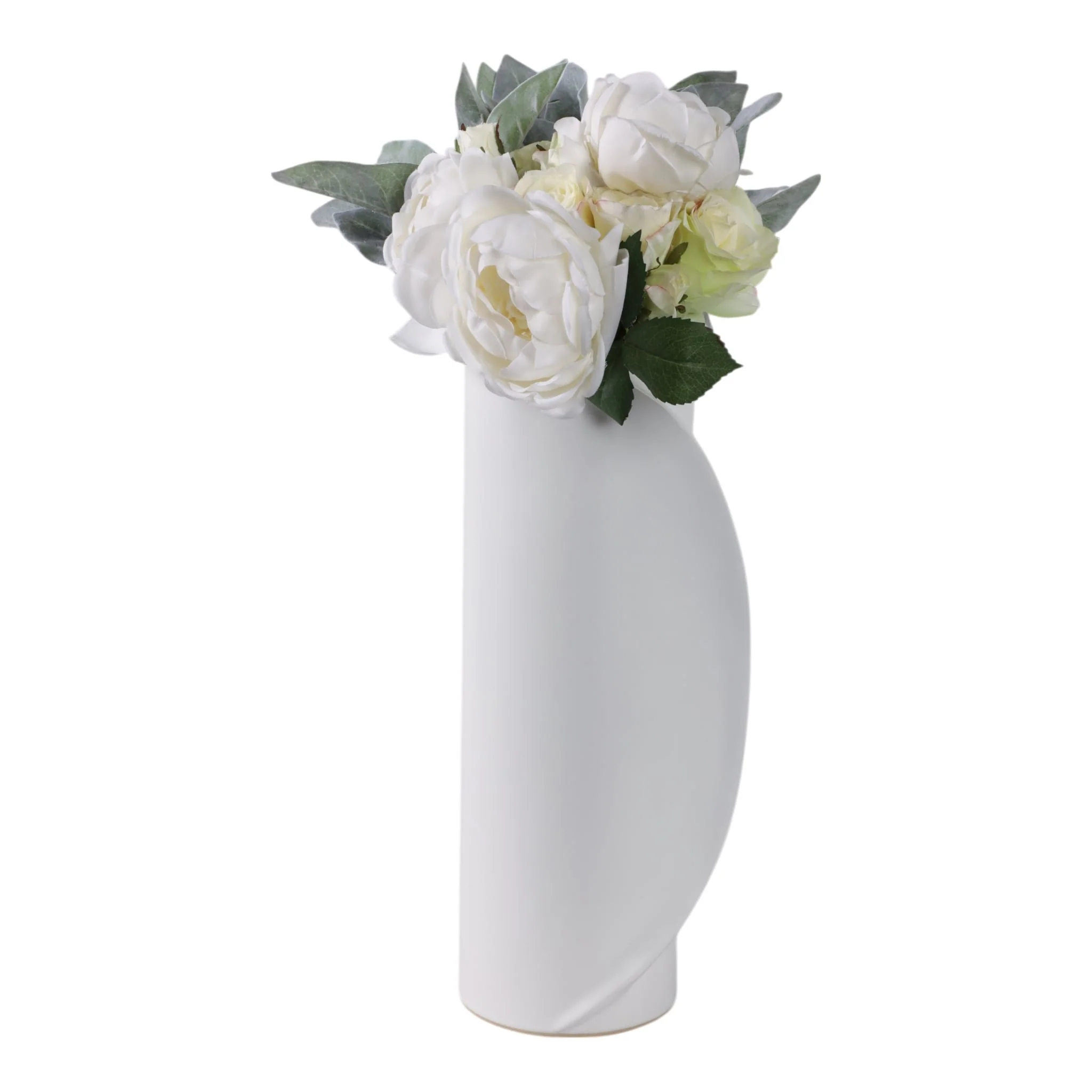18x7" Wrap Around Vase, White - Image 2