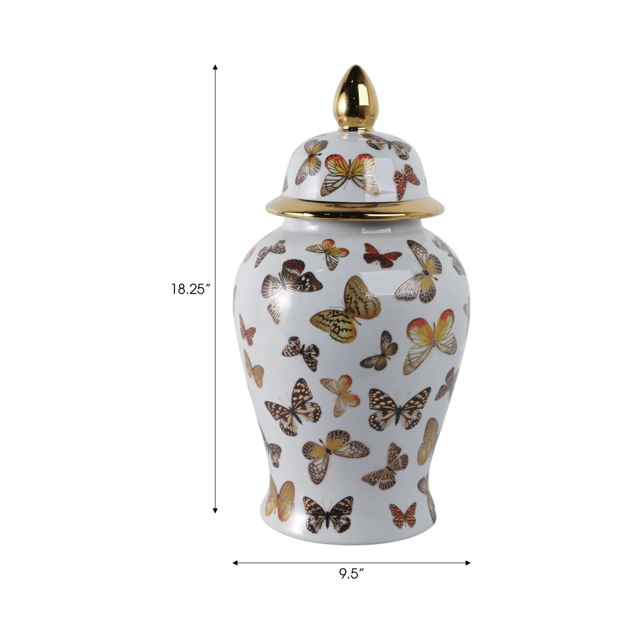 18x9" Butterflies Temple Jar, Multi - Image 8