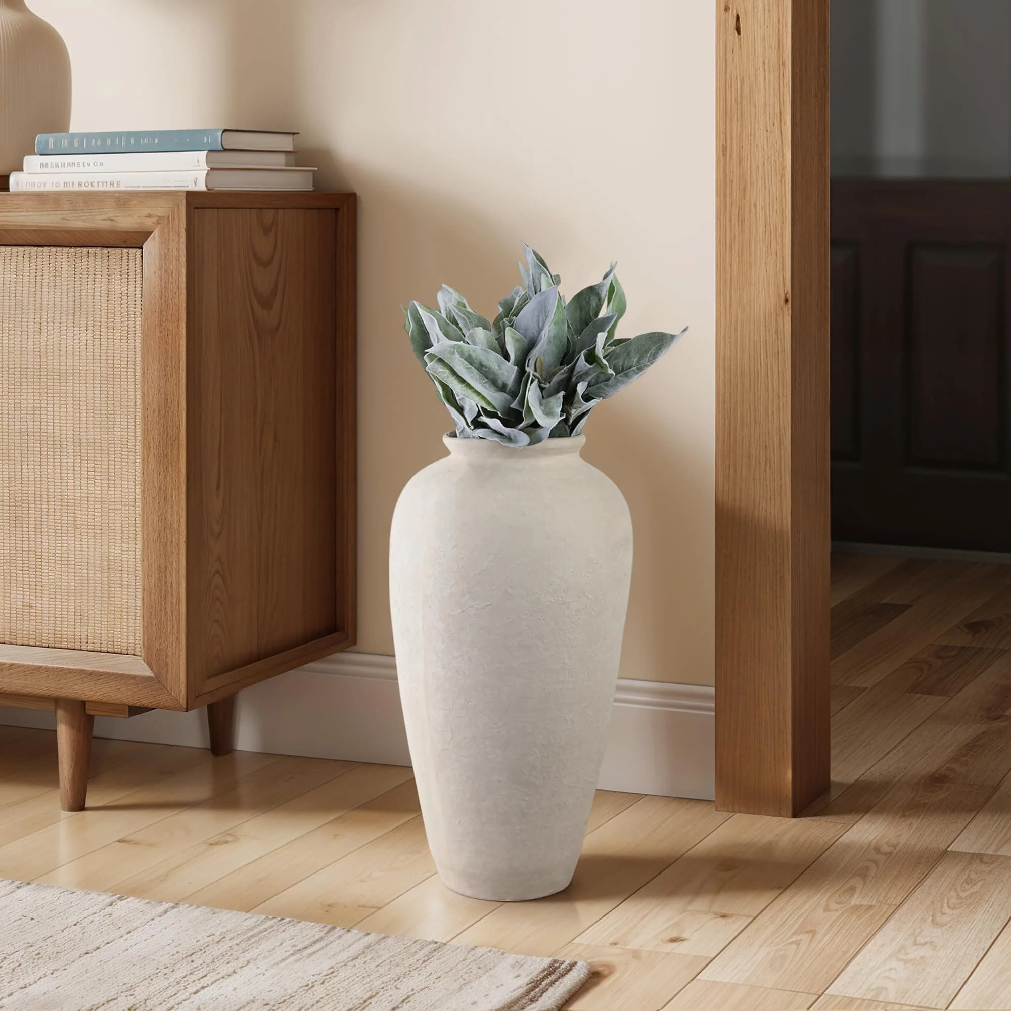 18x9" Paper Mache Floor Vase, White - Image 10