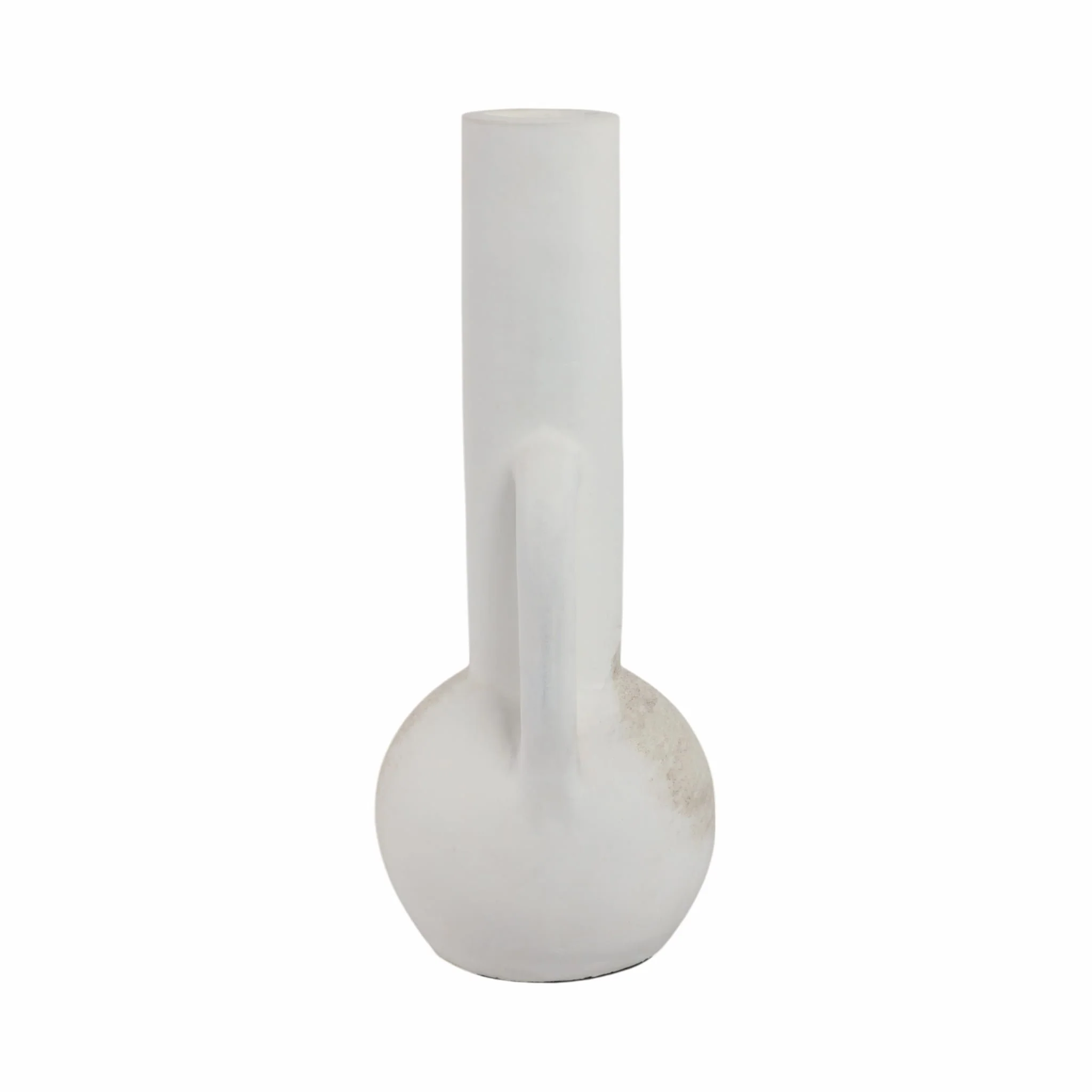 19" Asymmetrical Eared Terracotta Btl Vase, White - Image 3