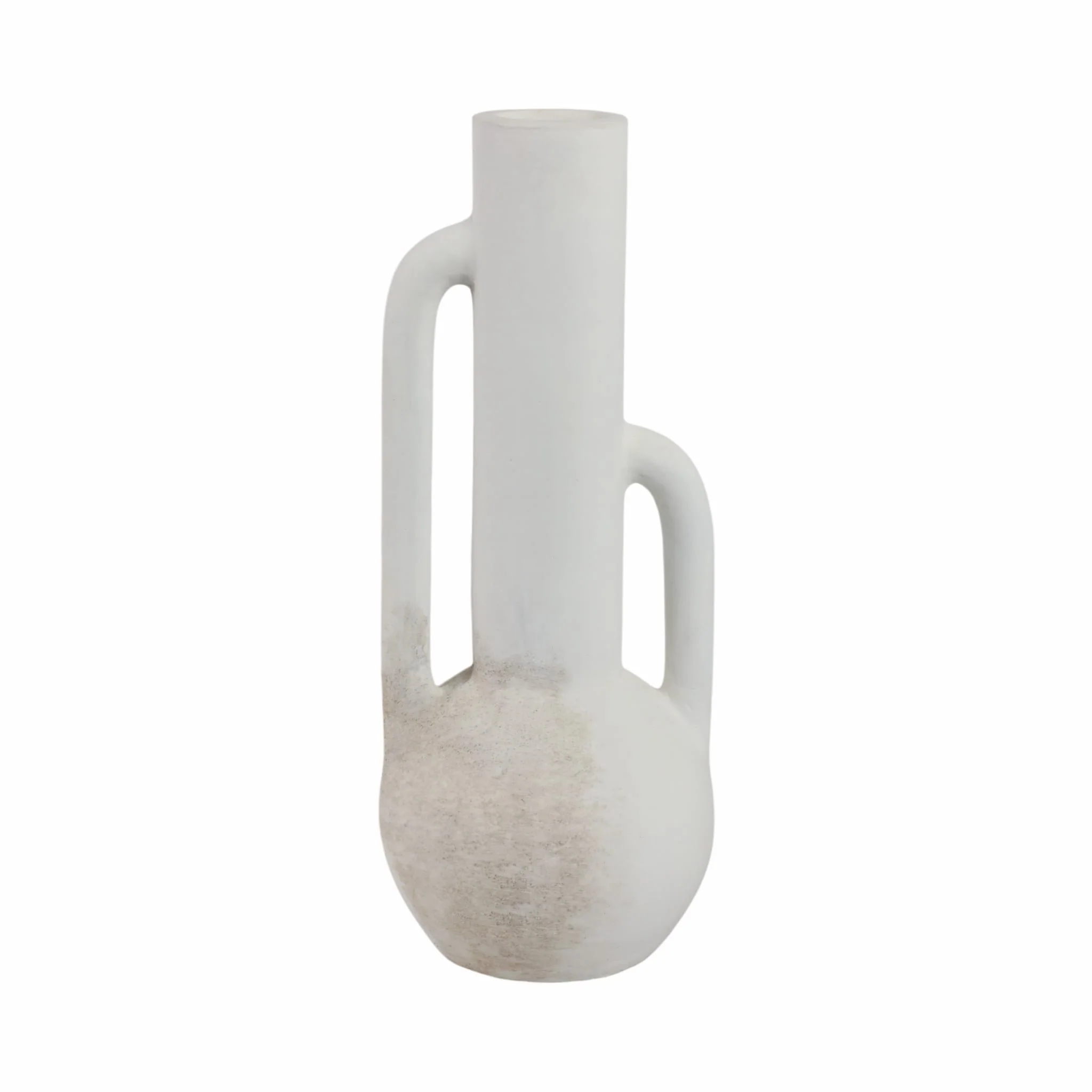 19" Asymmetrical Eared Terracotta Btl Vase, White - Image 4