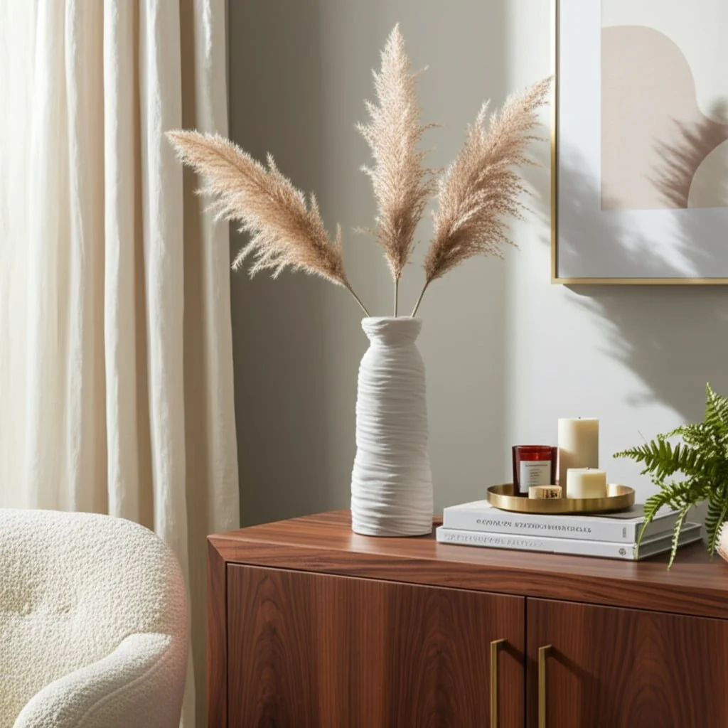 19" Horizontal Ribbed Matte Vase, Ivory - Image 10