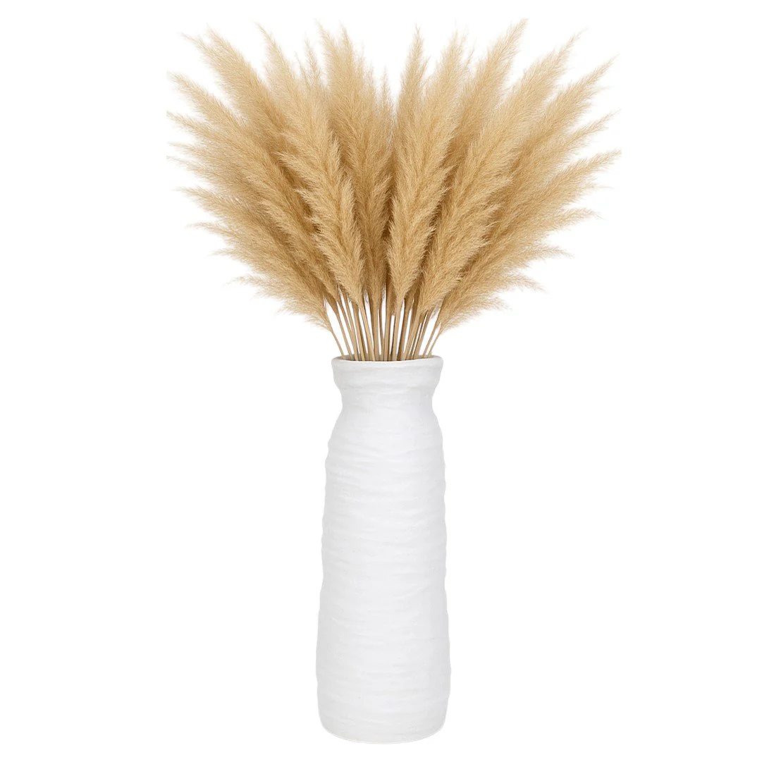 19" Horizontal Ribbed Matte Vase, Ivory - Image 2