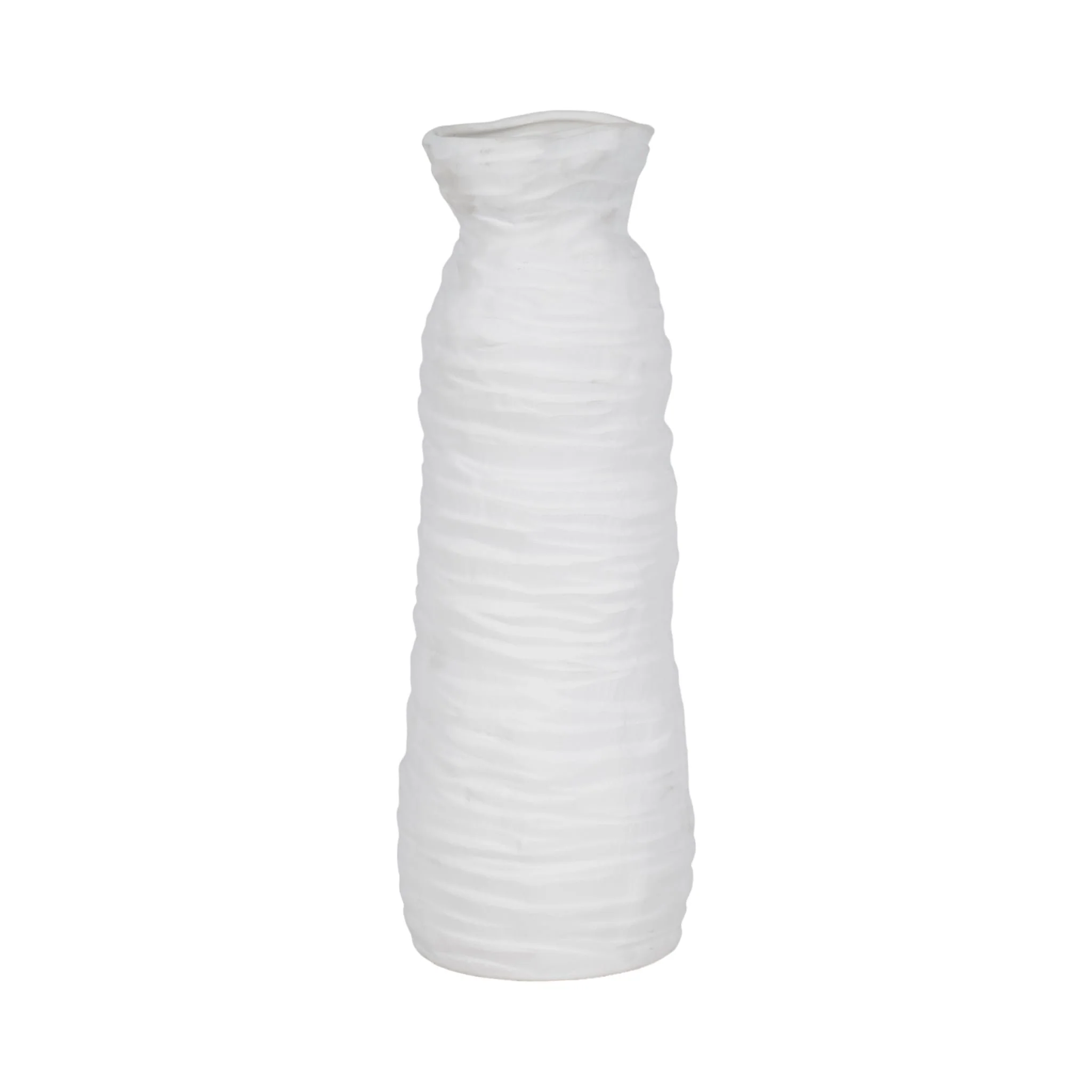 19" Horizontal Ribbed Matte Vase, Ivory - Image 3
