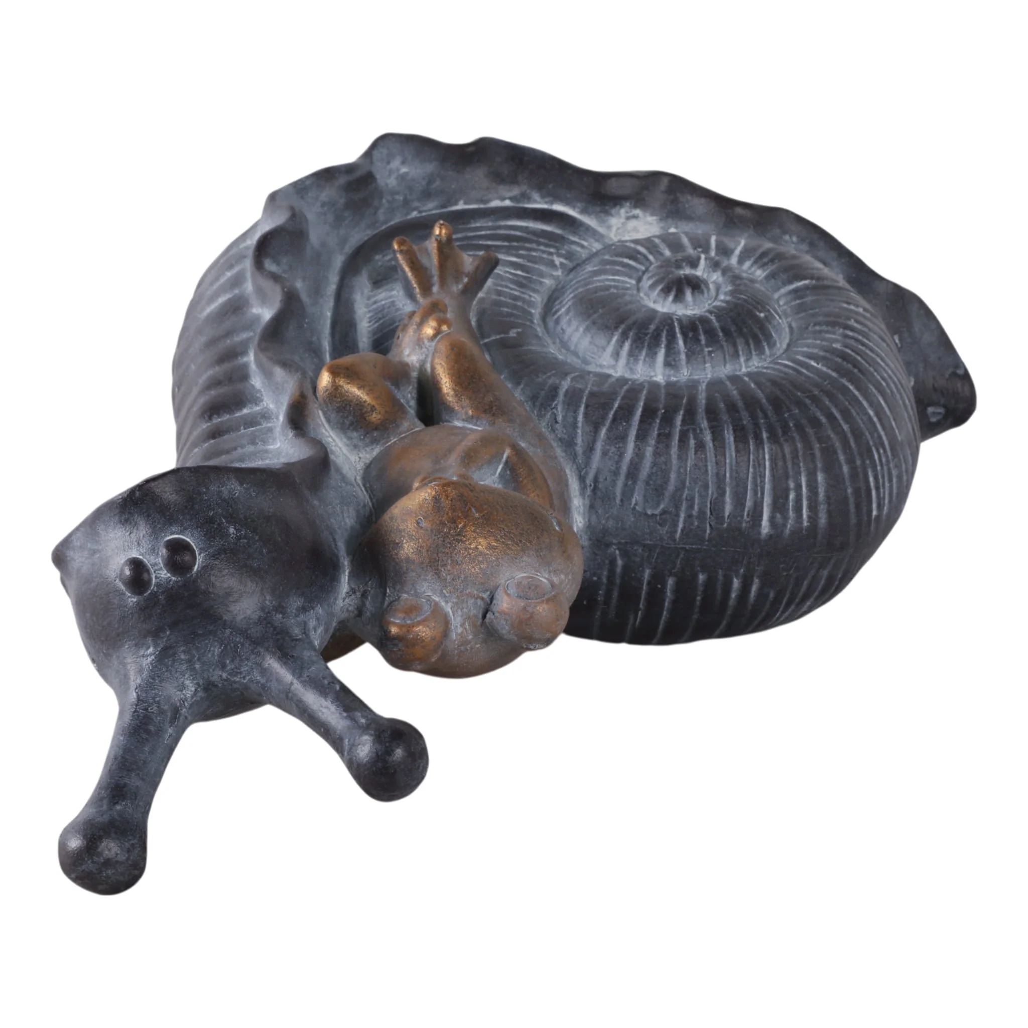 19x15" Gold Frog On Snail, Grey - Image 6