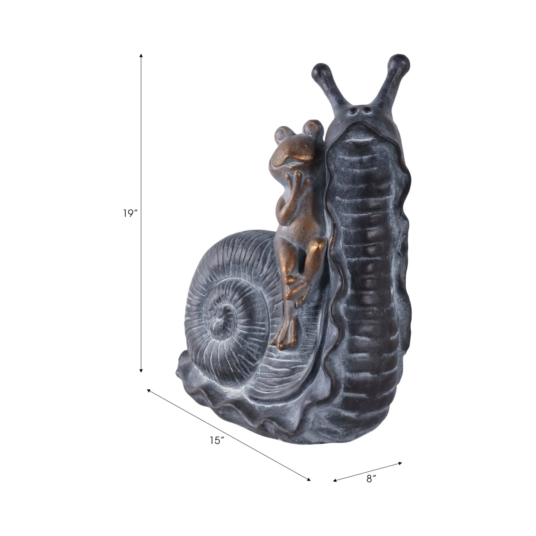 19x15" Gold Frog On Snail, Grey - Image 8