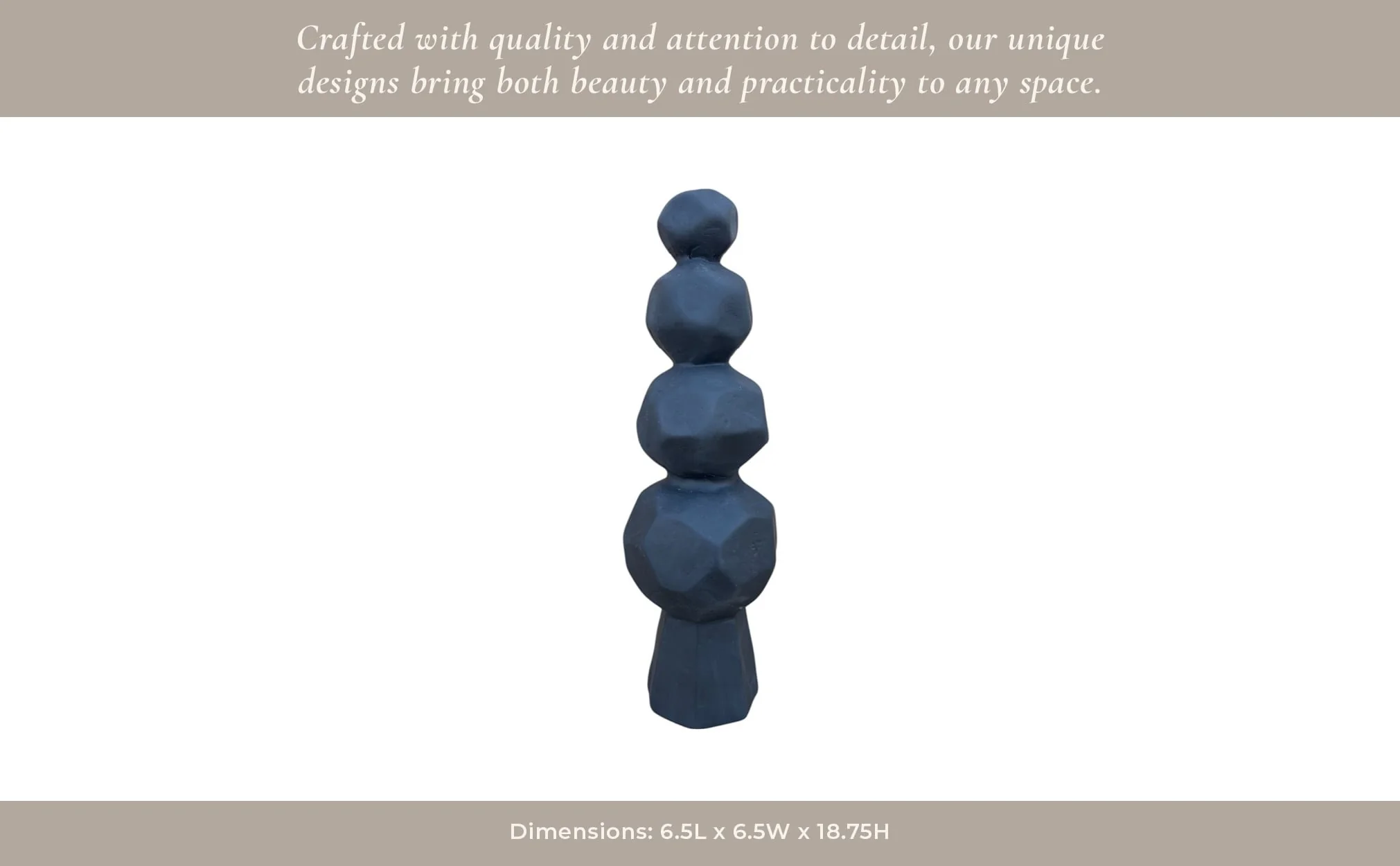 19x6" Faceted Rocks Paper Mache Sculpture, Black - Image 13