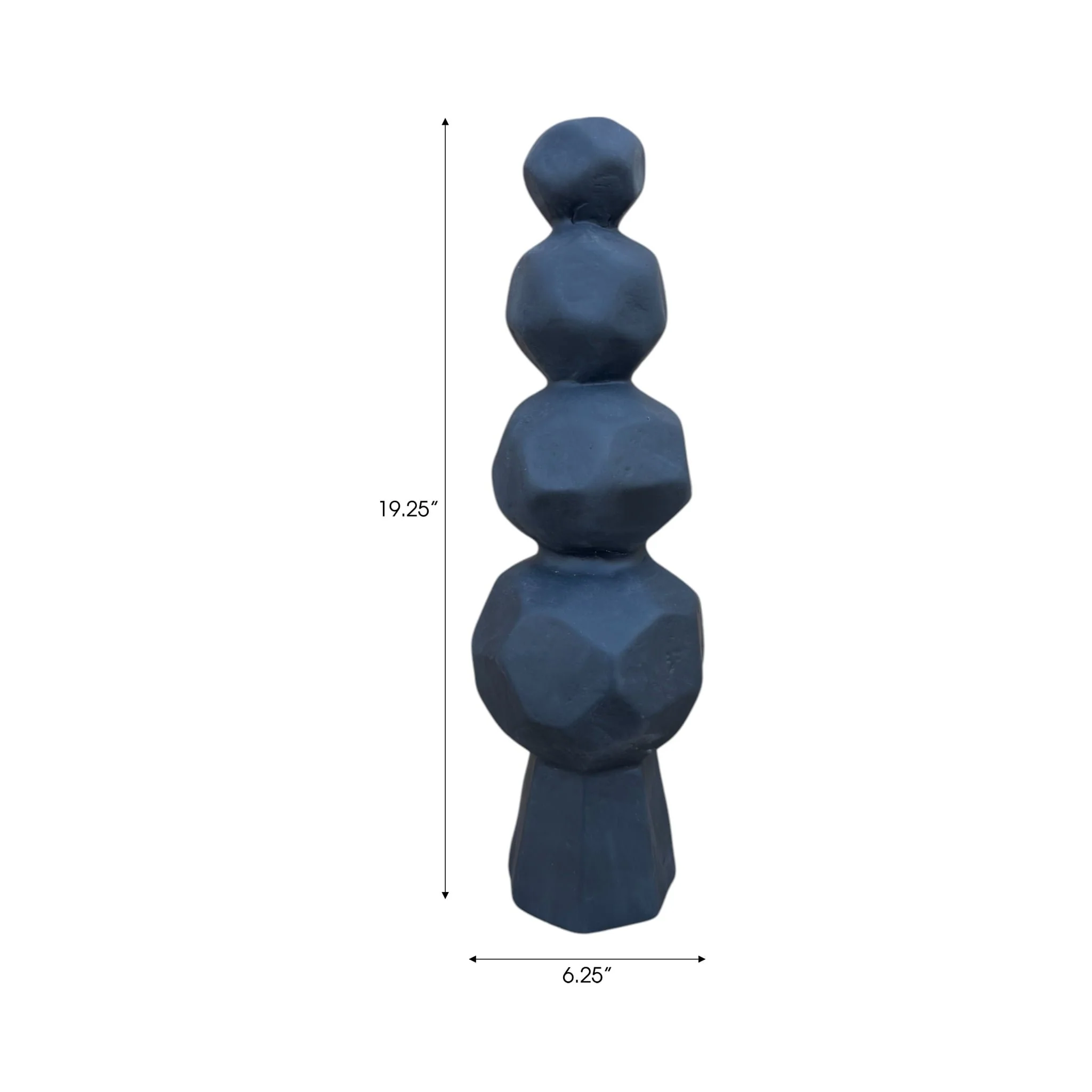 19x6" Faceted Rocks Paper Mache Sculpture, Black - Image 8