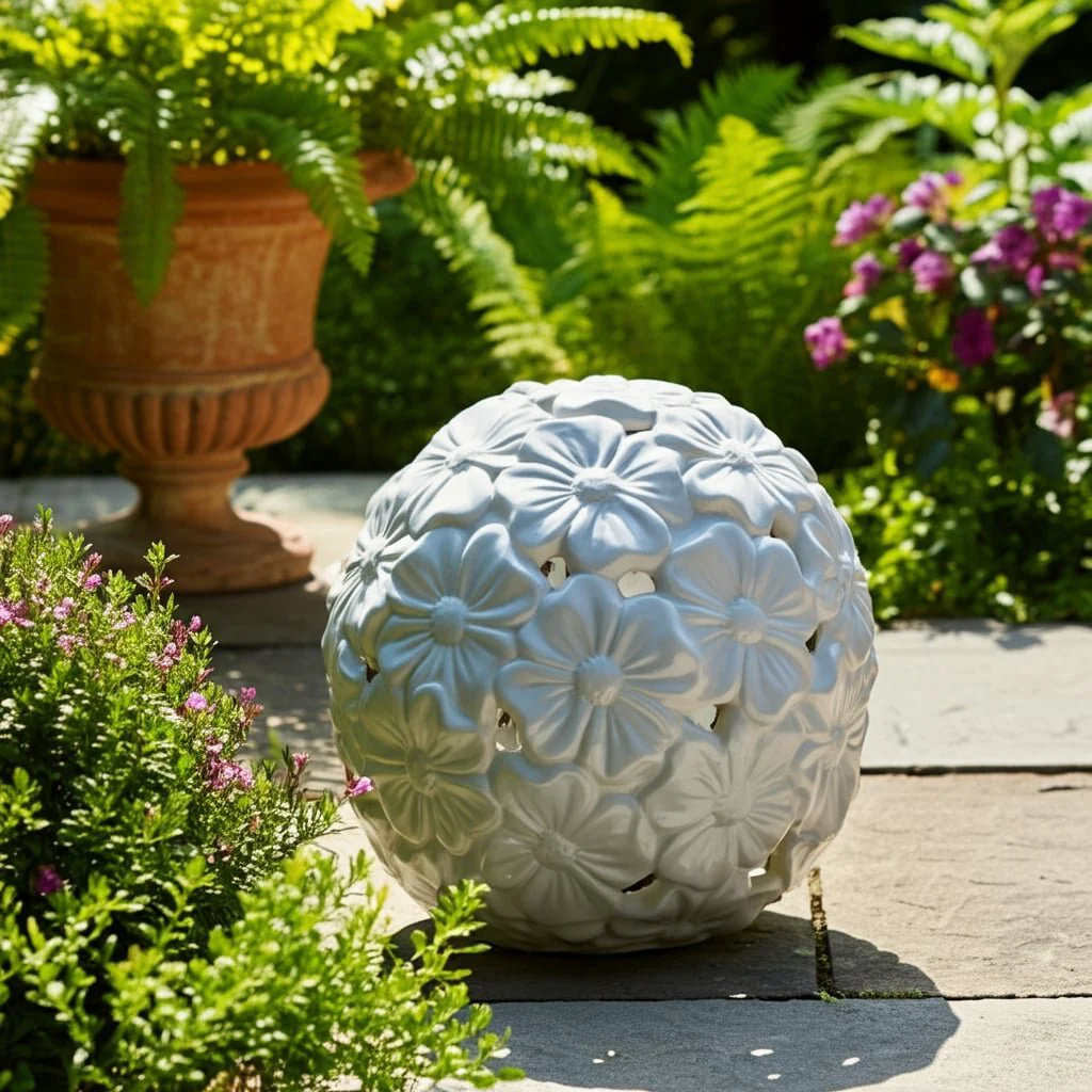 1o" Flower Cut-out Garden Orb, White - Image 11