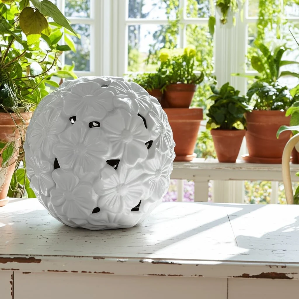 1o" Flower Cut-out Garden Orb, White - Image 12