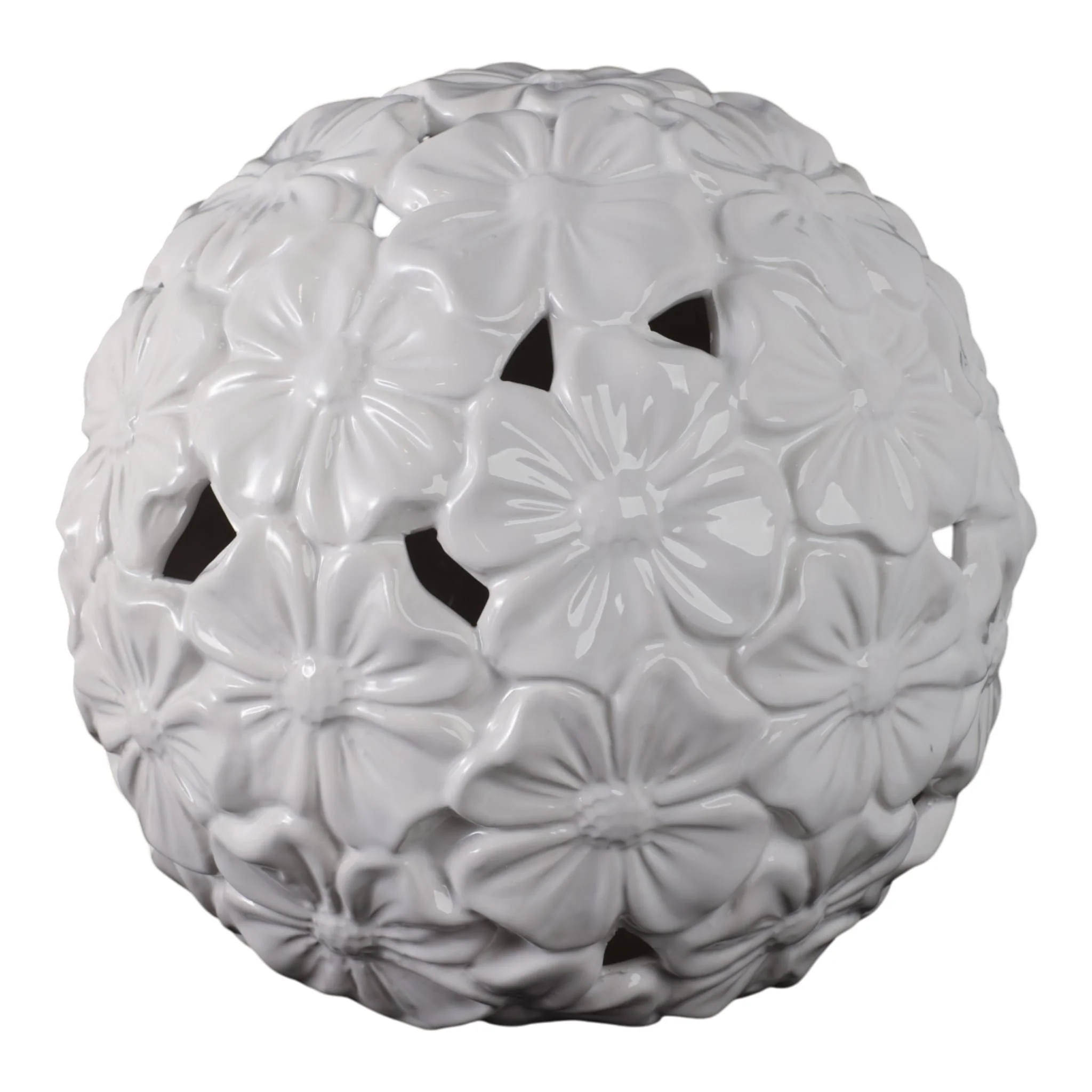 1o" Flower Cut-out Garden Orb, White - Image 3
