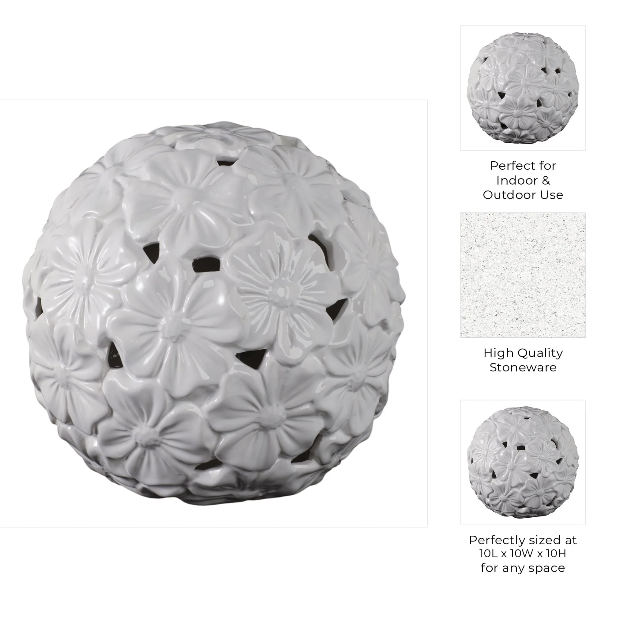 1o" Flower Cut-out Garden Orb, White - Image 9