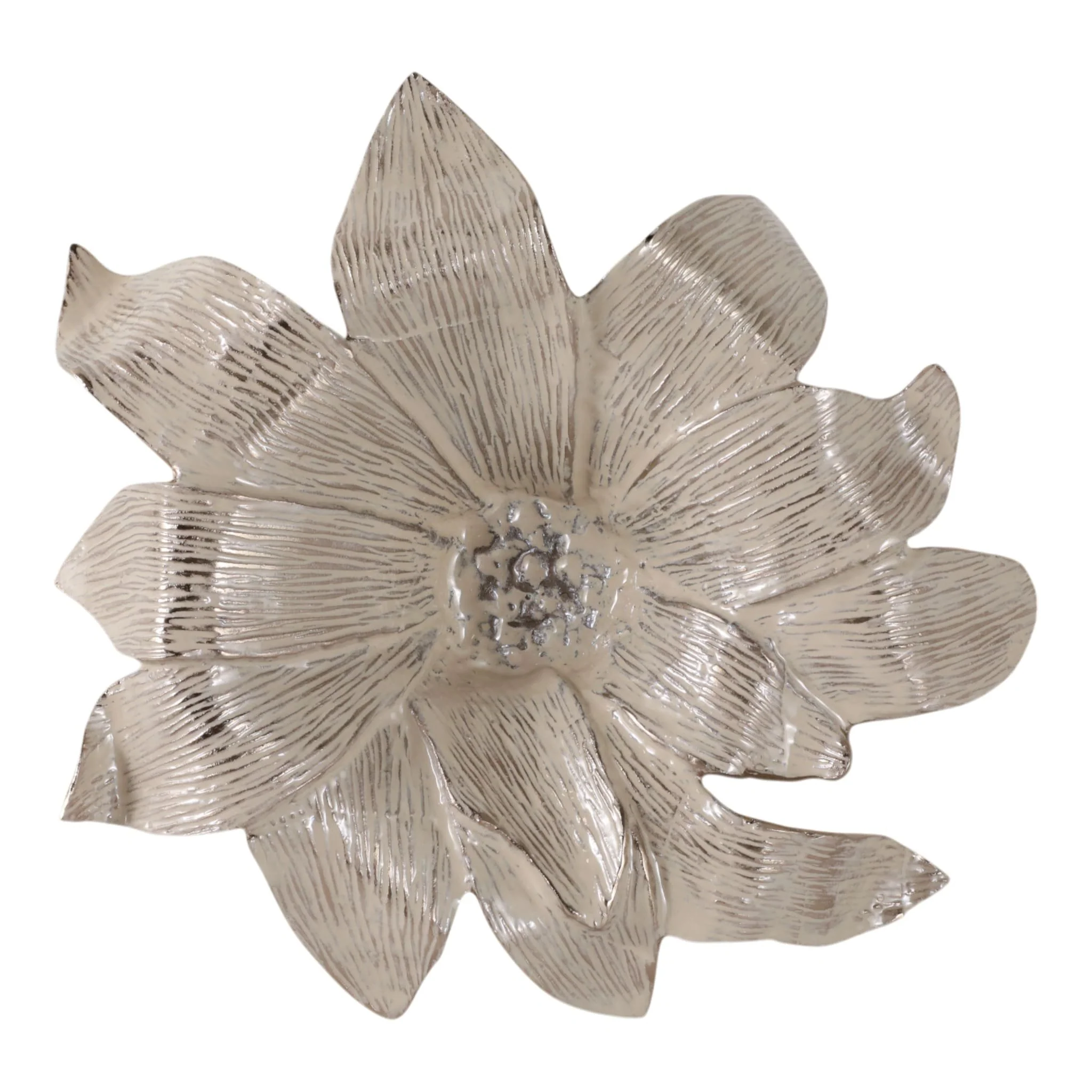 20" Blooming Flower Metal Bowl, Ivory/gold - Image 6