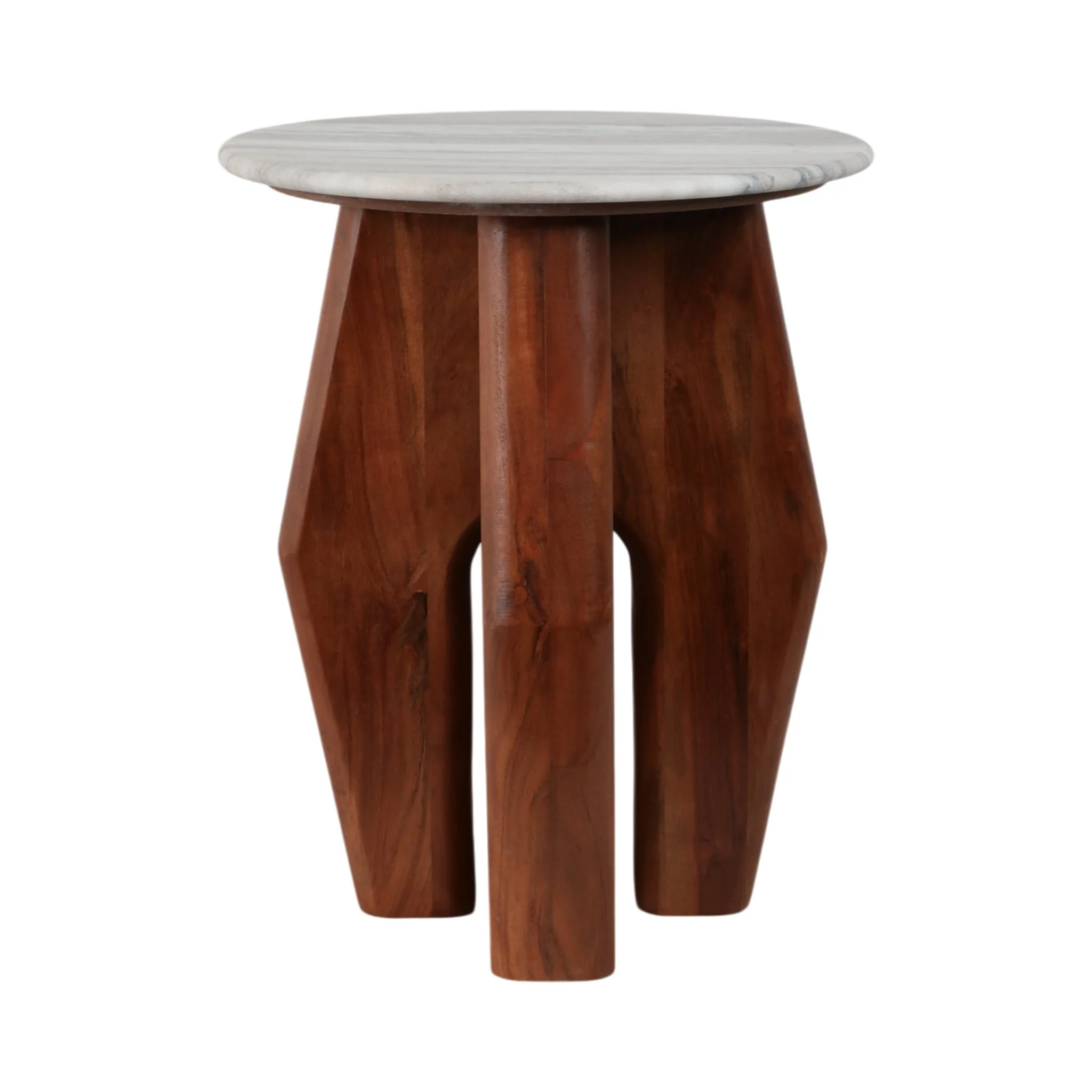 20" Curved Legs Accent Table Marble Top, Brown - Image 3