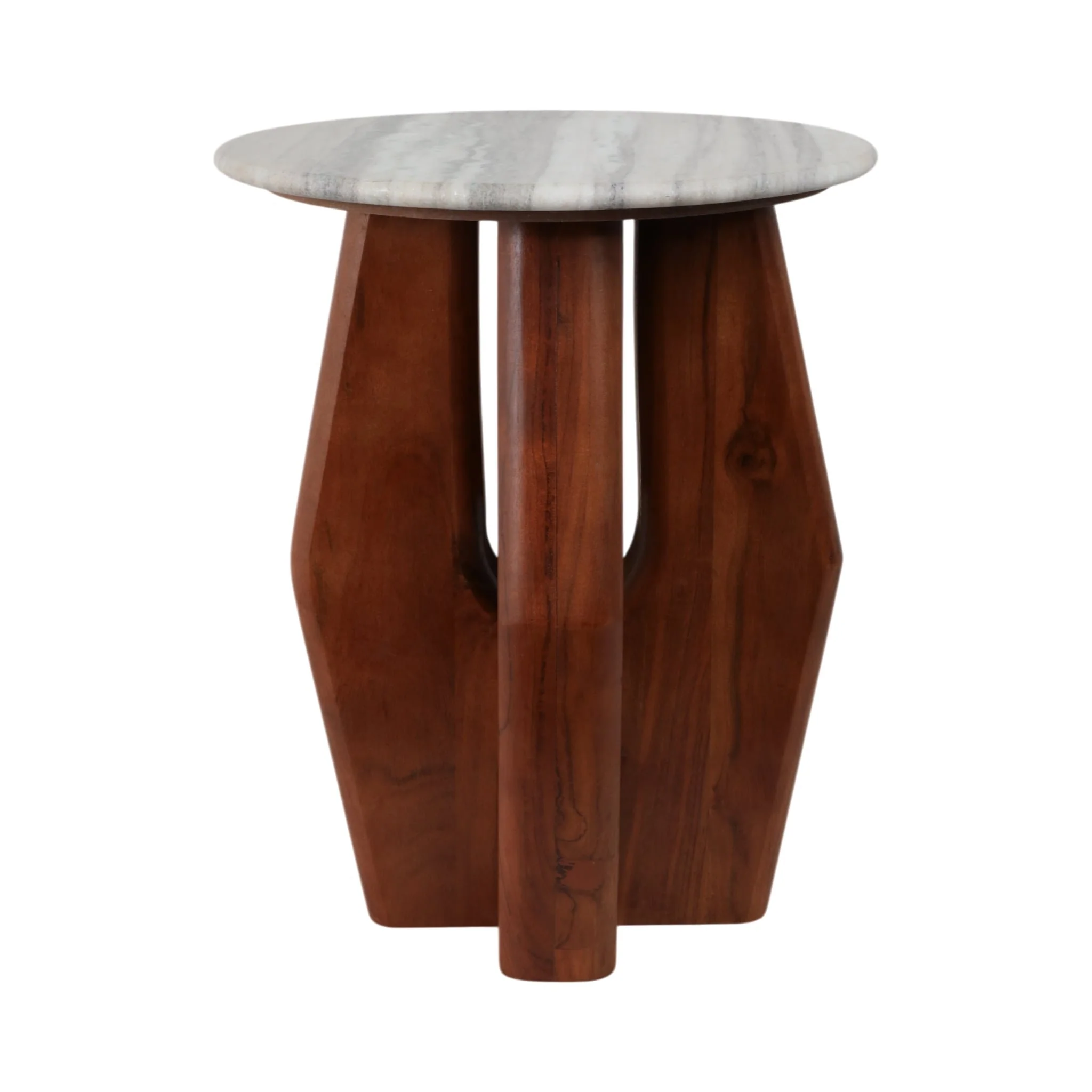 20" Curved Legs Accent Table Marble Top, Brown - Image 4