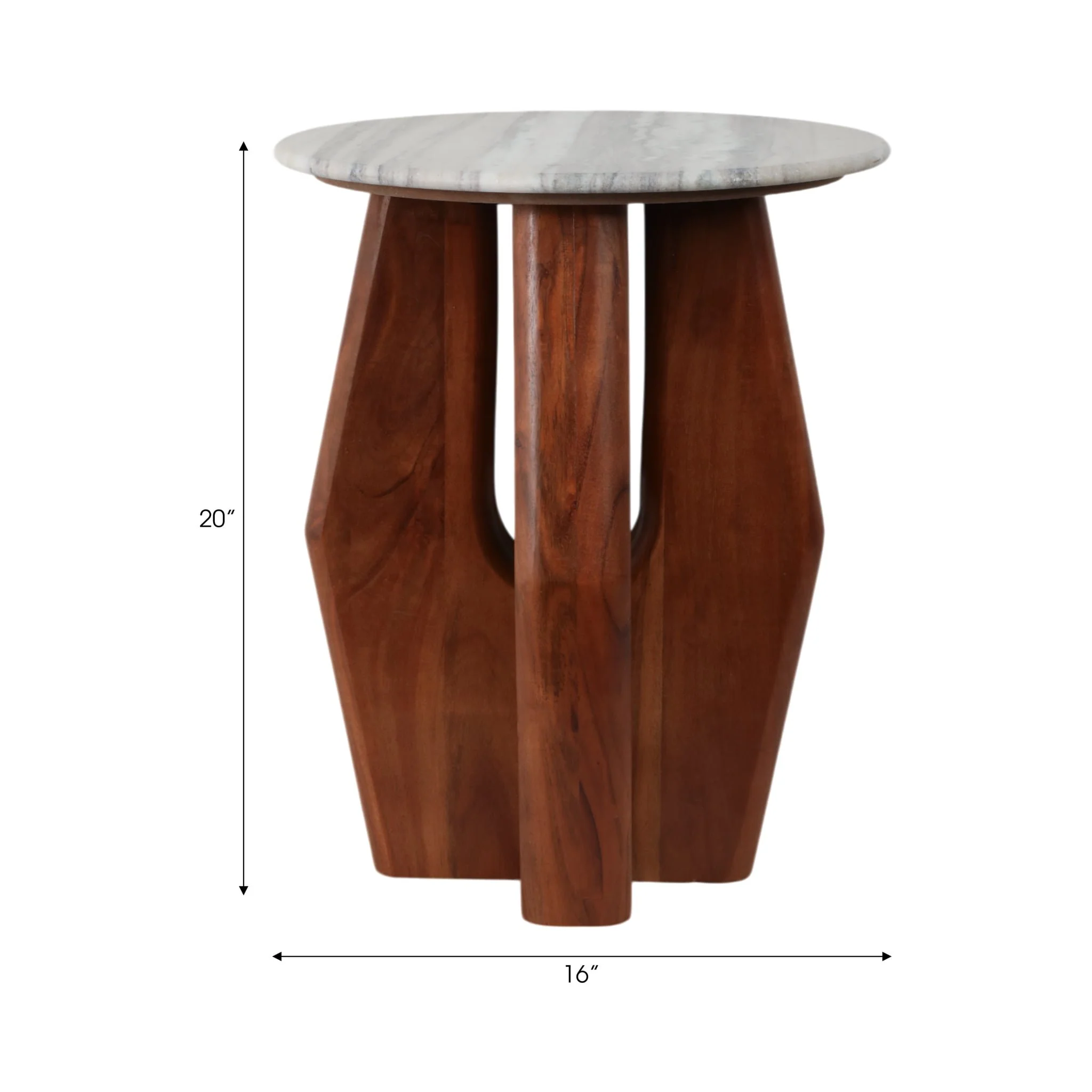 20" Curved Legs Accent Table Marble Top, Brown - Image 9