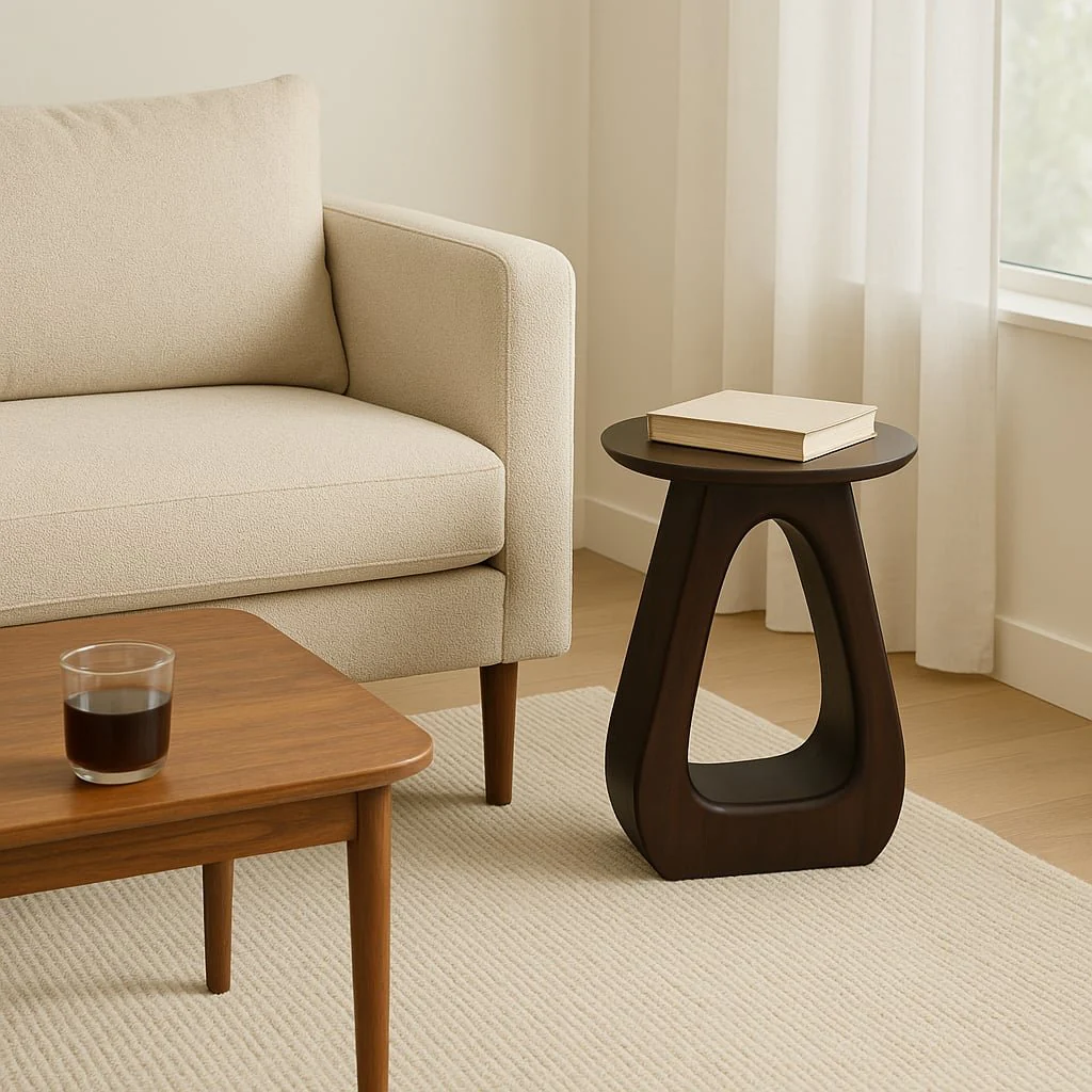 20" Cut-out Base Accent Table, Walnut - Image 9