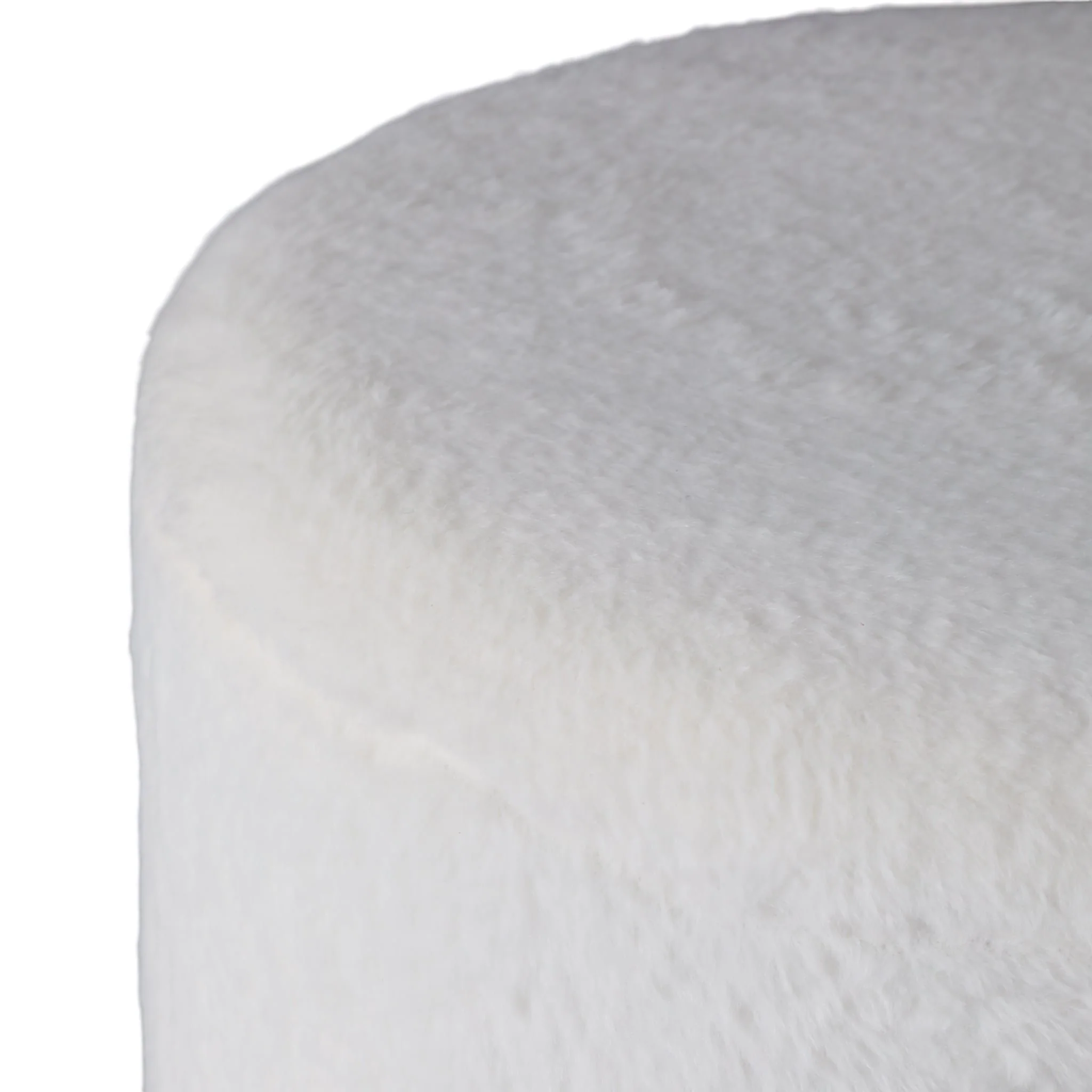 20" Faux Fur Ottoman W/ Ball Feet, Ivory - Image 6