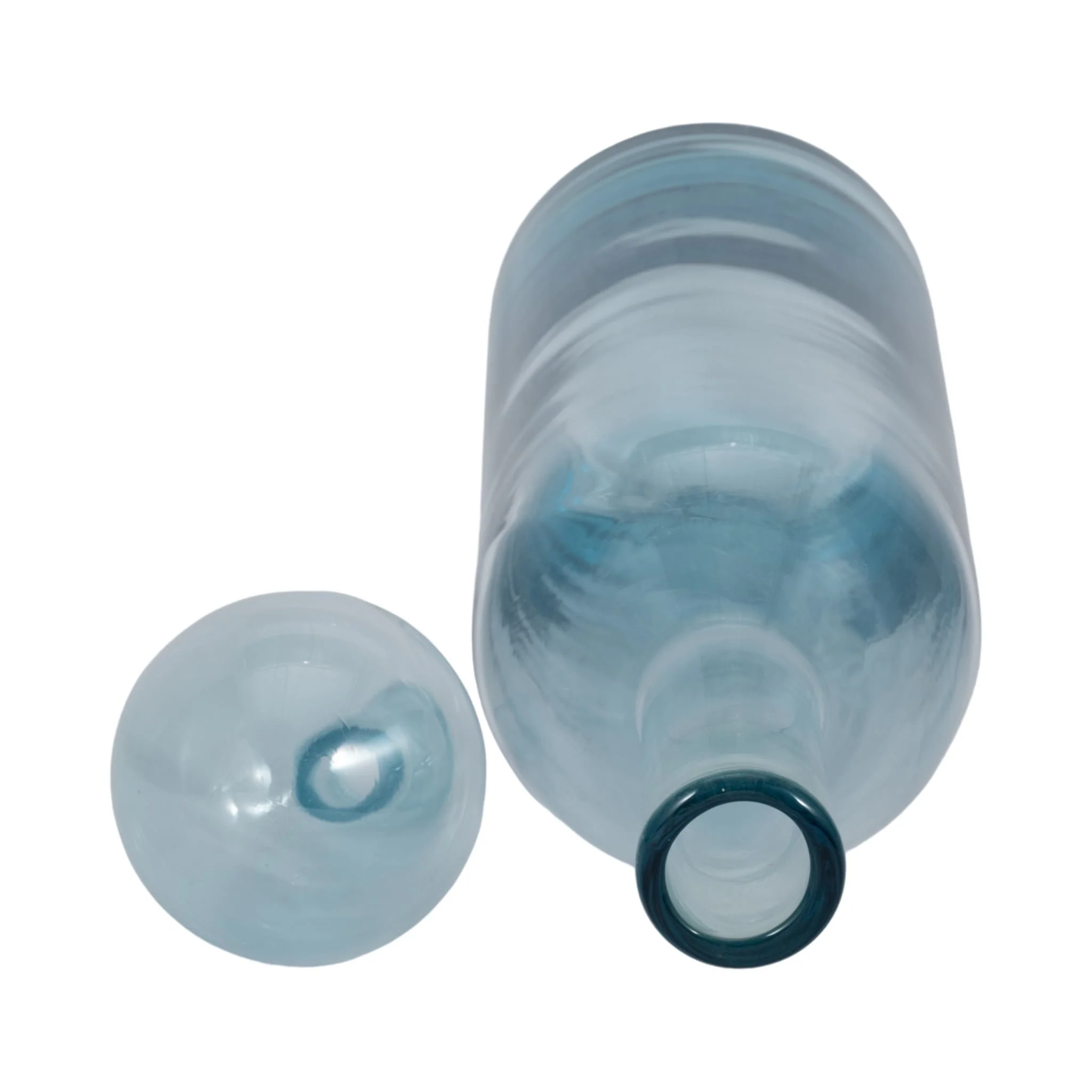 20" Glass Bottle With Stopper, Light Blue - Image 5