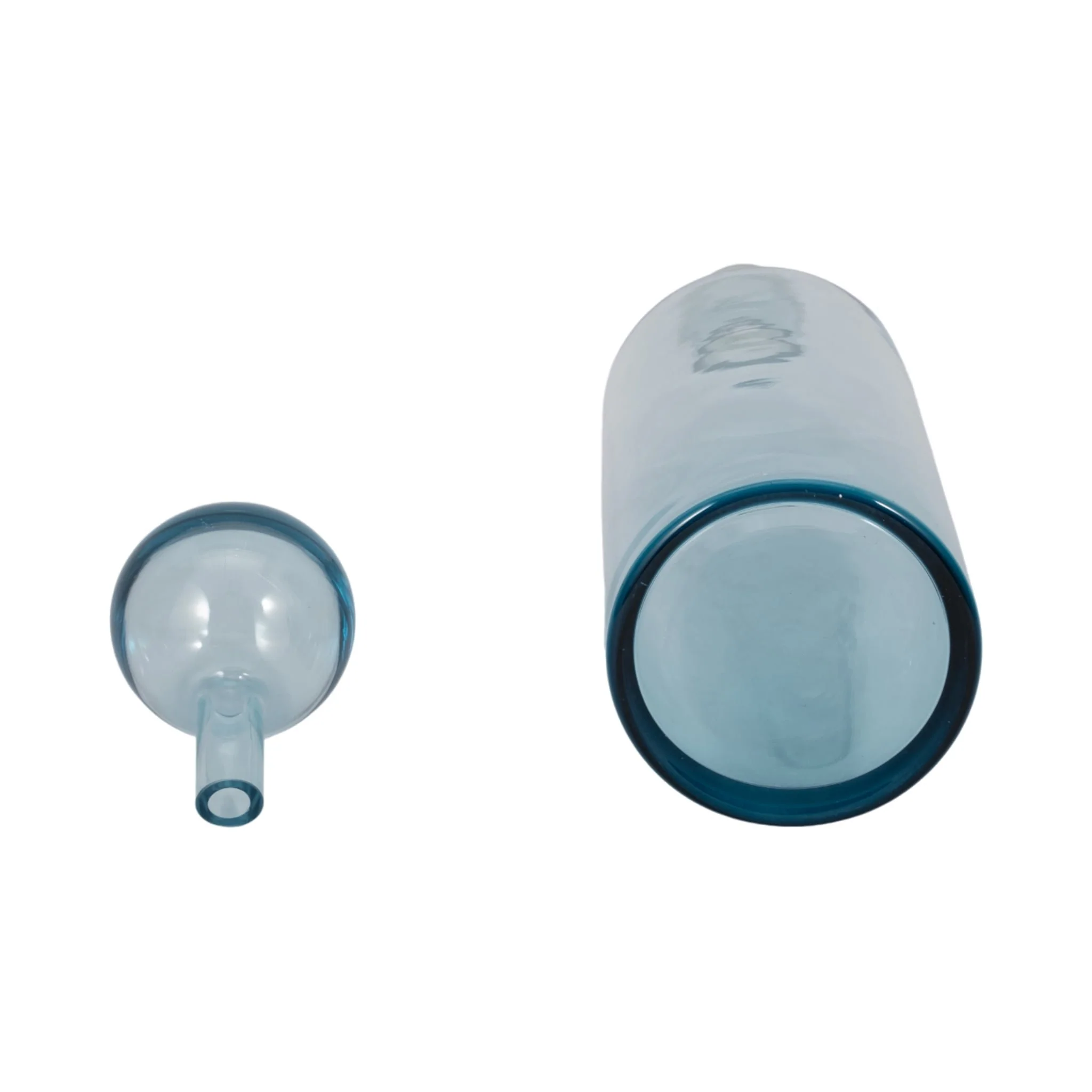 20" Glass Bottle With Stopper, Light Blue - Image 6