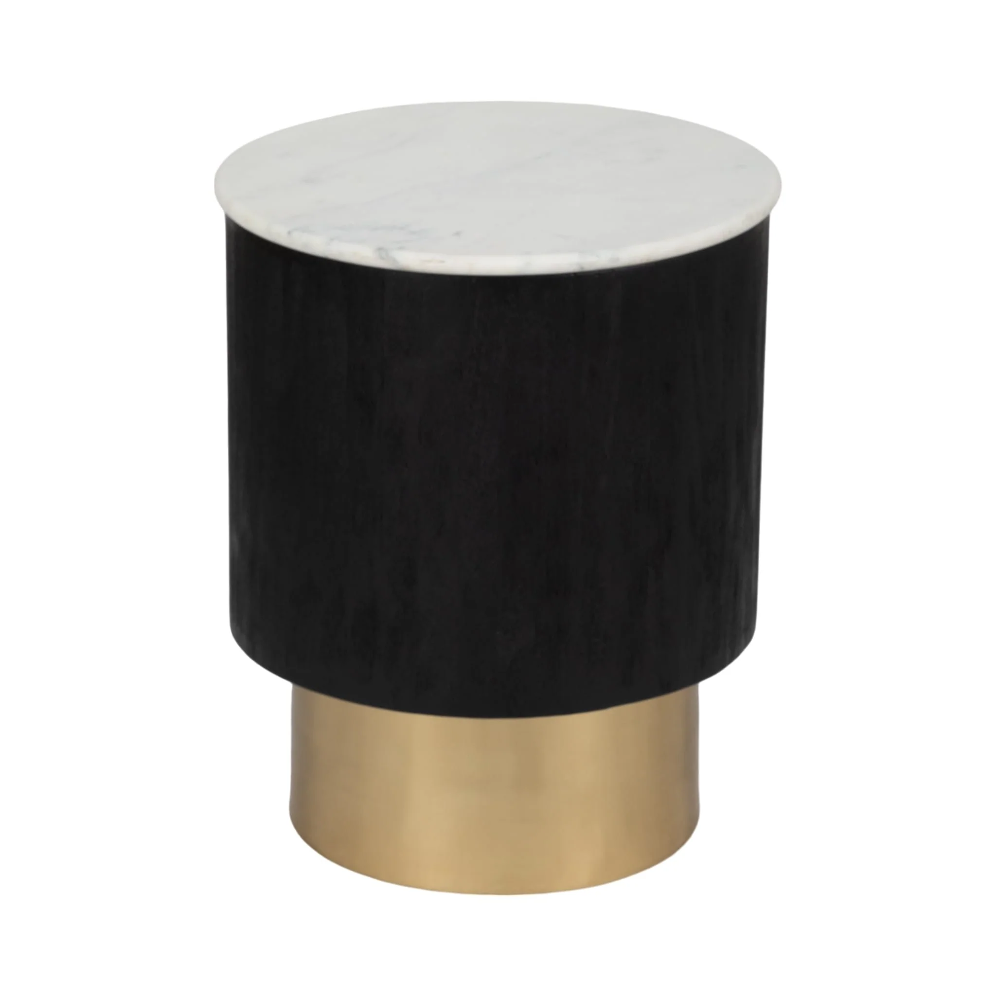 20" Gold Pedestal Accent Table Marble Top, Wht/blk - Image 2