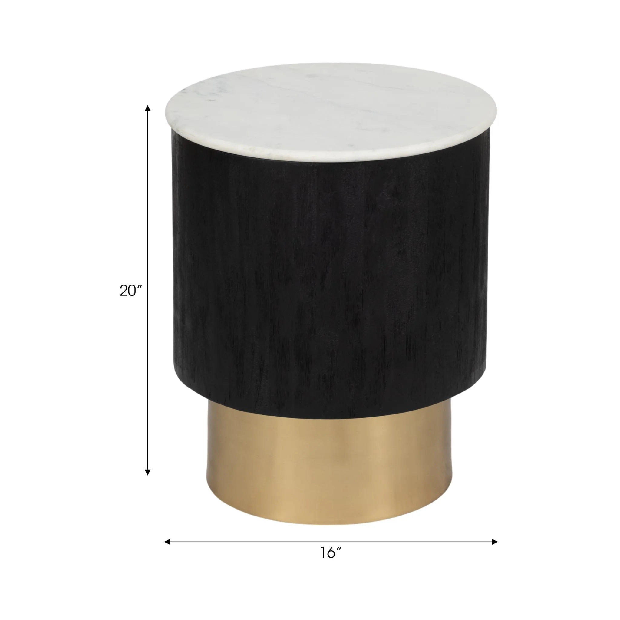 20" Gold Pedestal Accent Table Marble Top, Wht/blk - Image 7