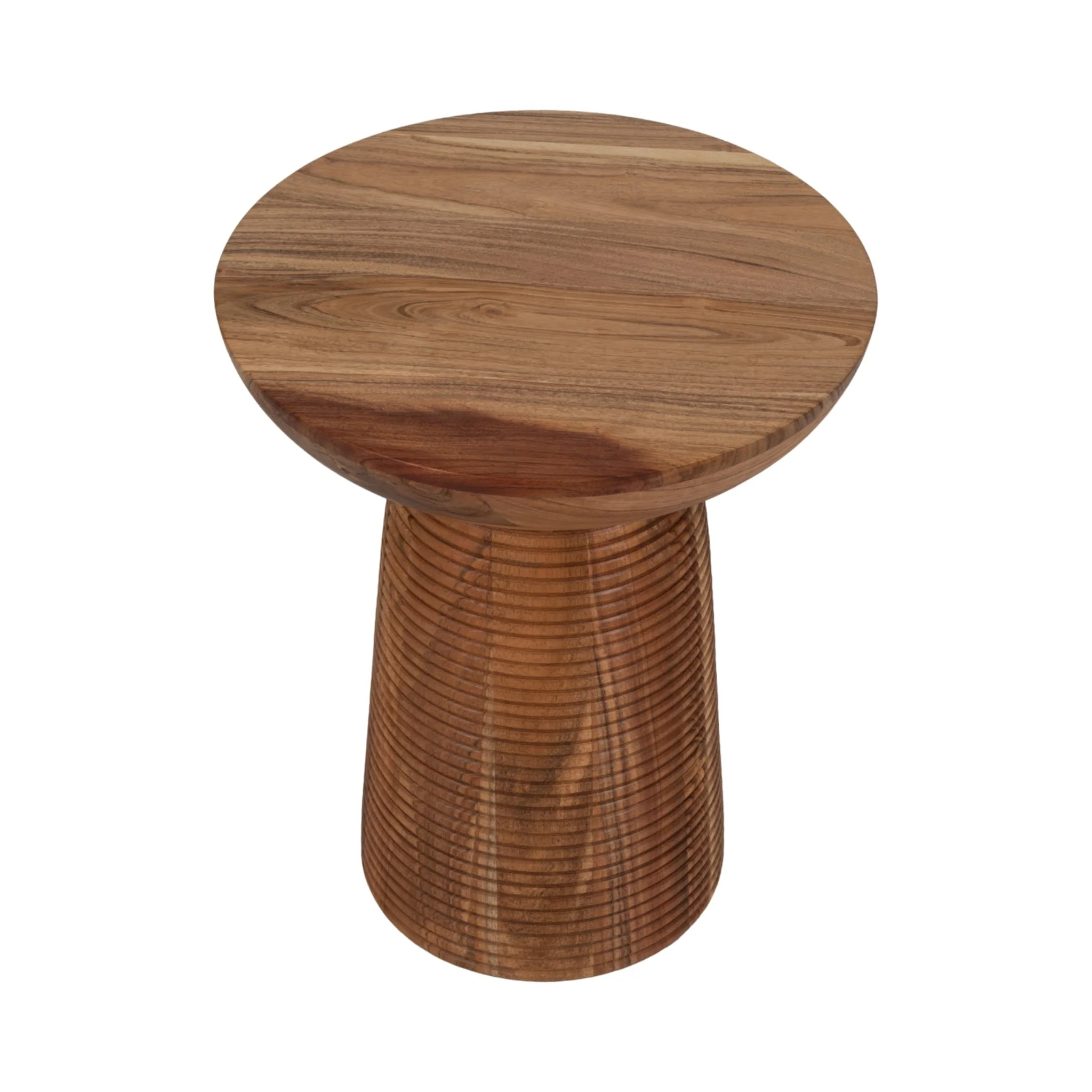 20" Grooved Base Wood Accent Table, Natural - Image 3