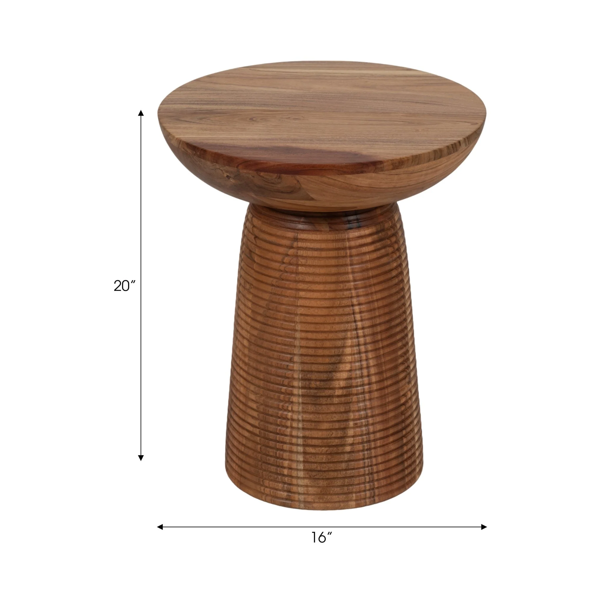 20" Grooved Base Wood Accent Table, Natural - Image 7
