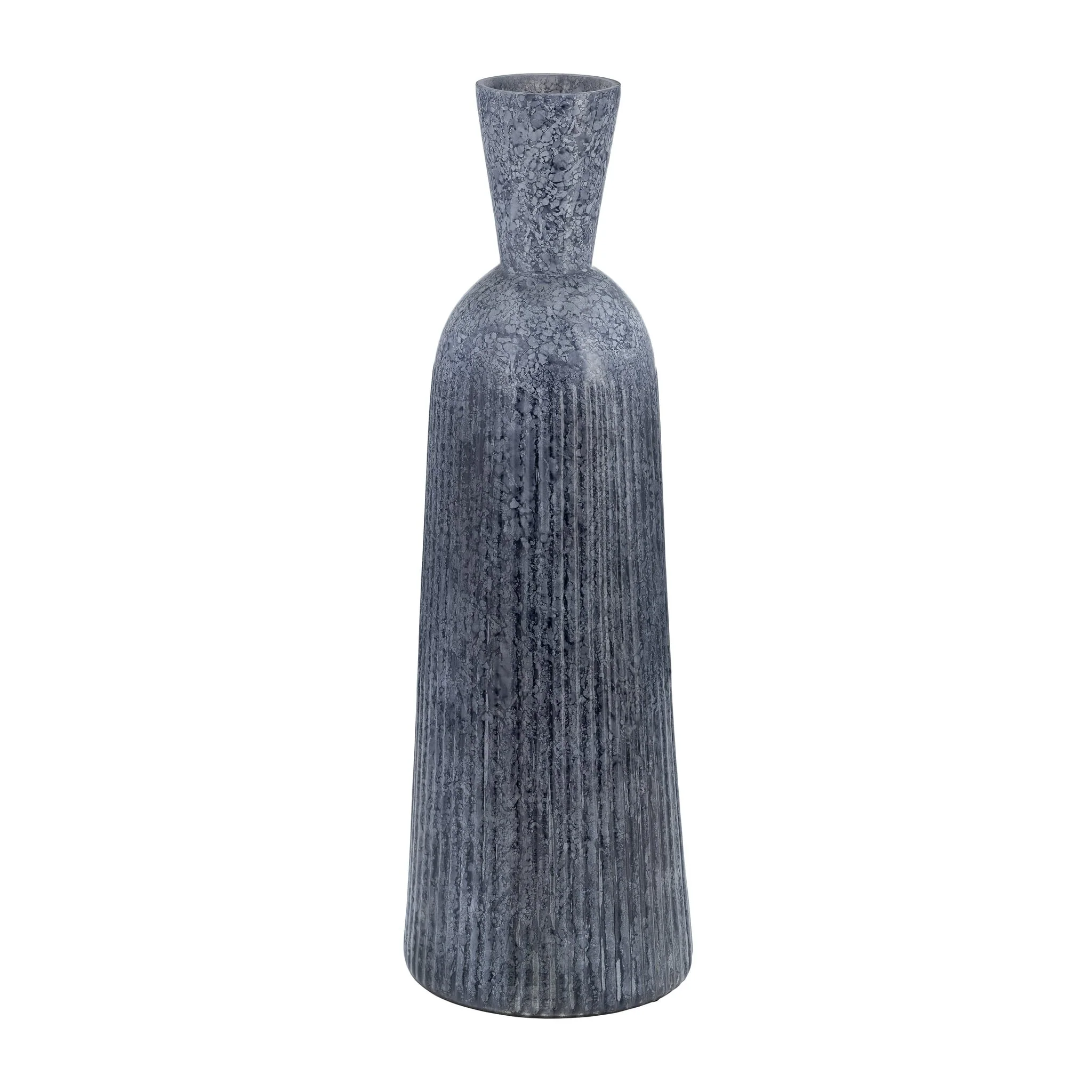 20", Grooved Glass Vase, Blue - Image 2