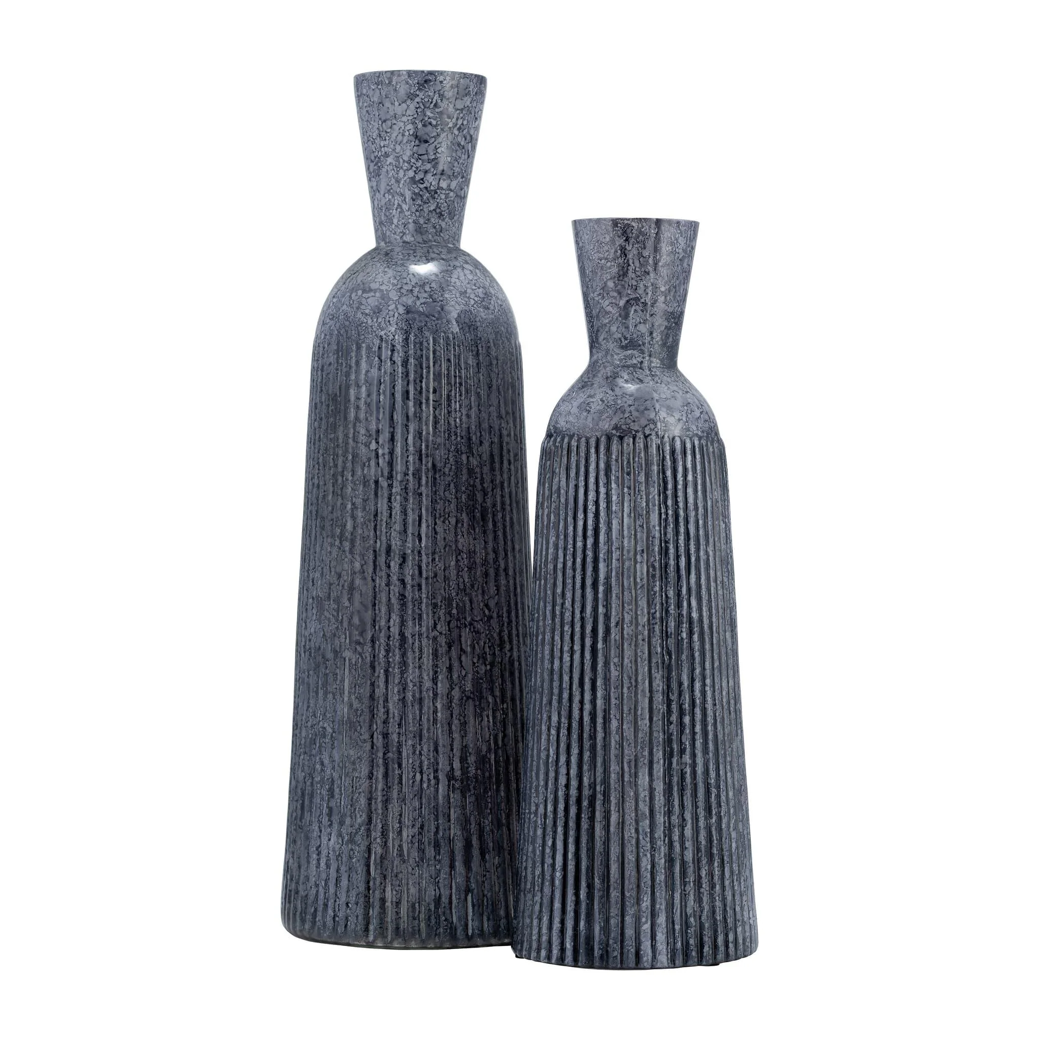 20", Grooved Glass Vase, Blue - Image 6