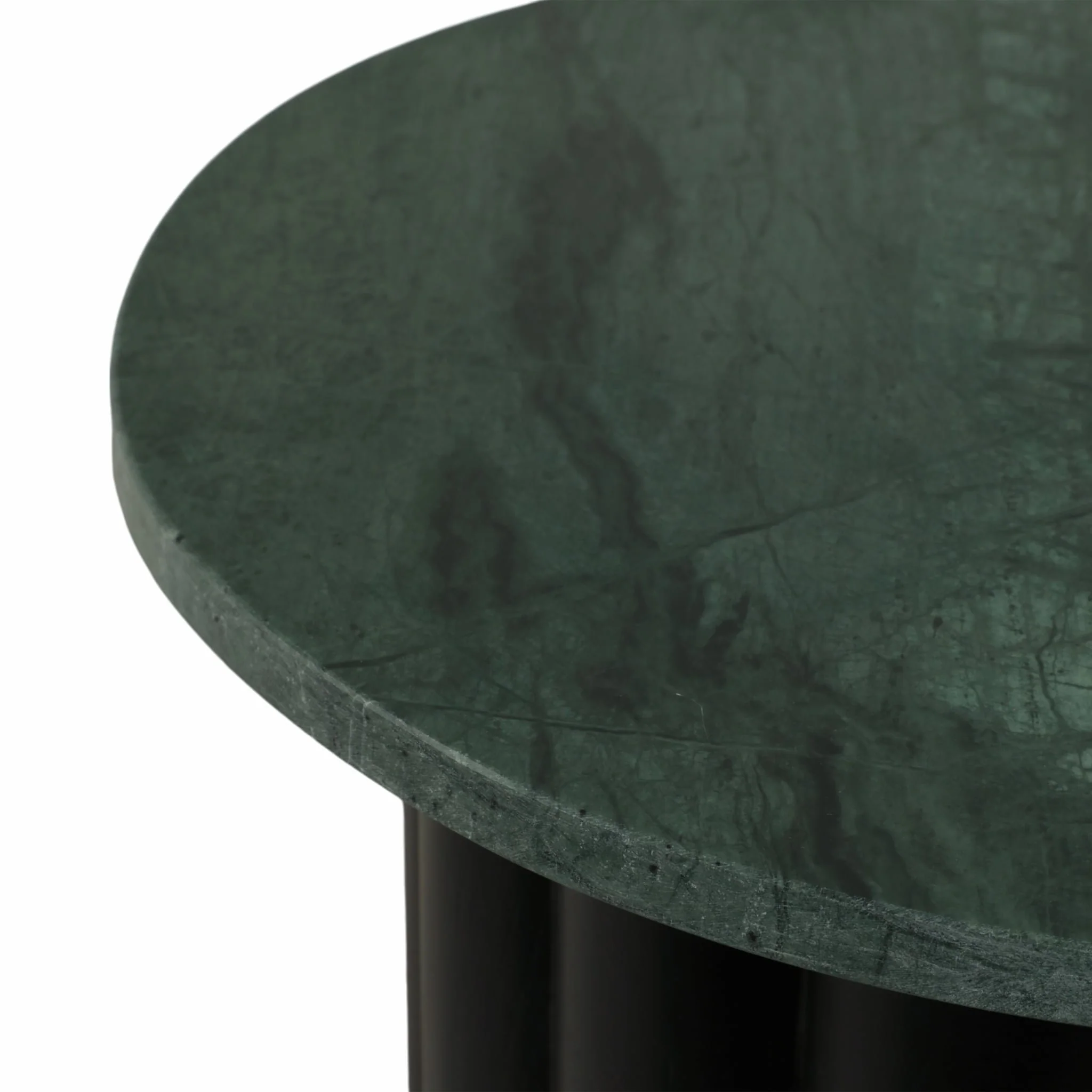 20" Large Ribbed Accent Table Marble Top, Blk/grn - Image 6
