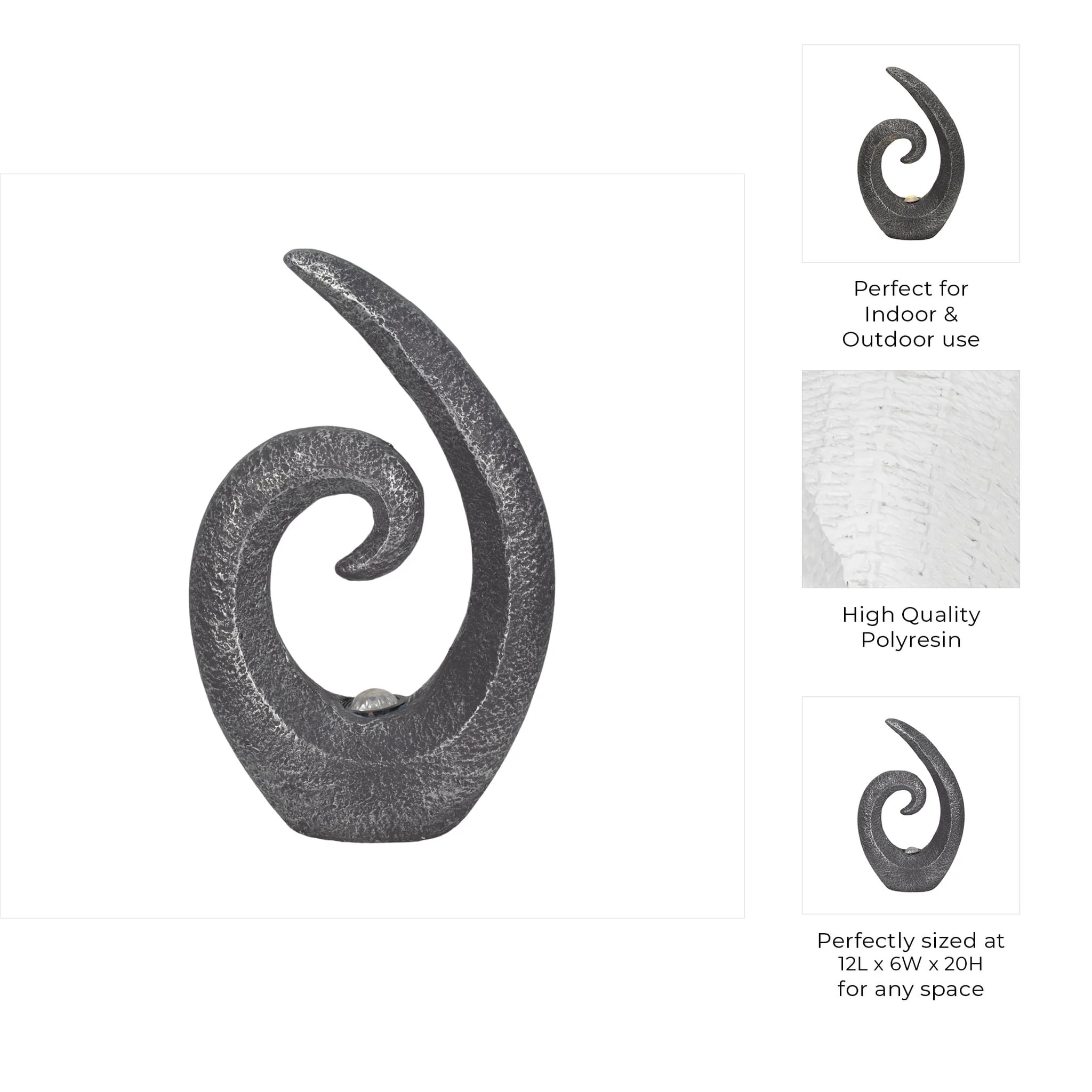 20" Loopy Statue With Solar, Dark Grey - Image 10