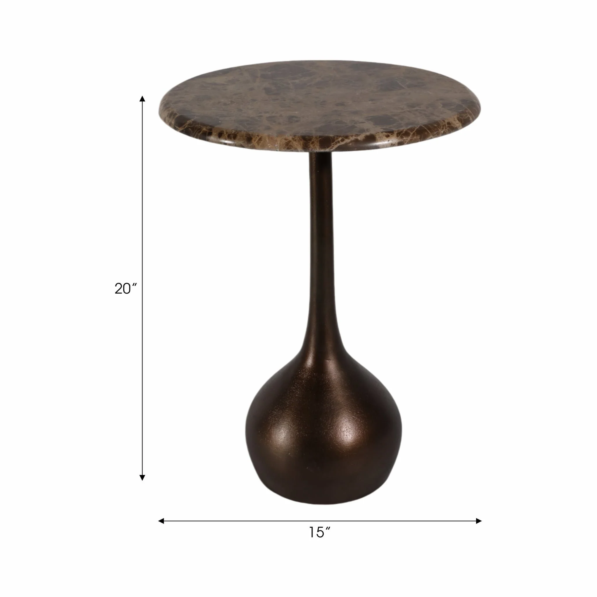 20" Marble Accent Table Ball Base, Bwn - Image 6