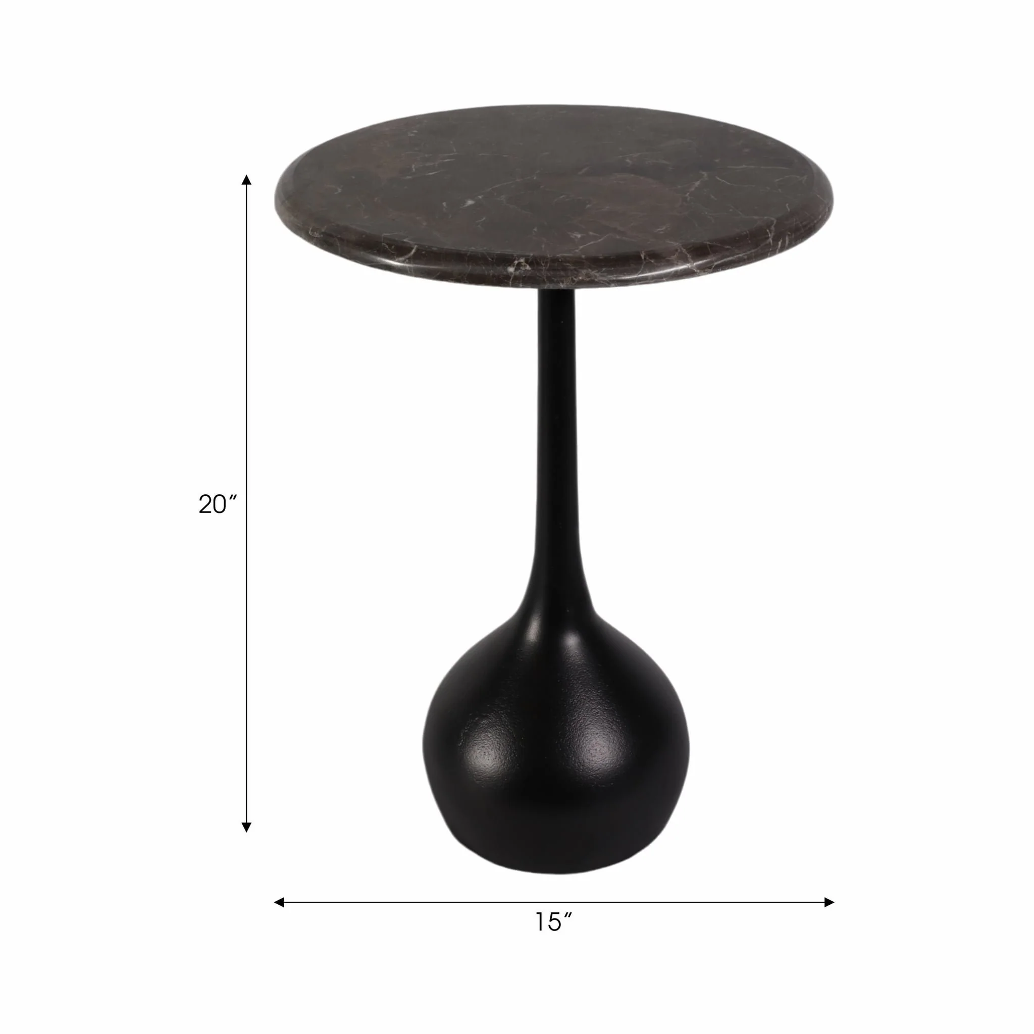 20" Marble Accent Table Ball Base, Irish Bwn/blk - Image 6