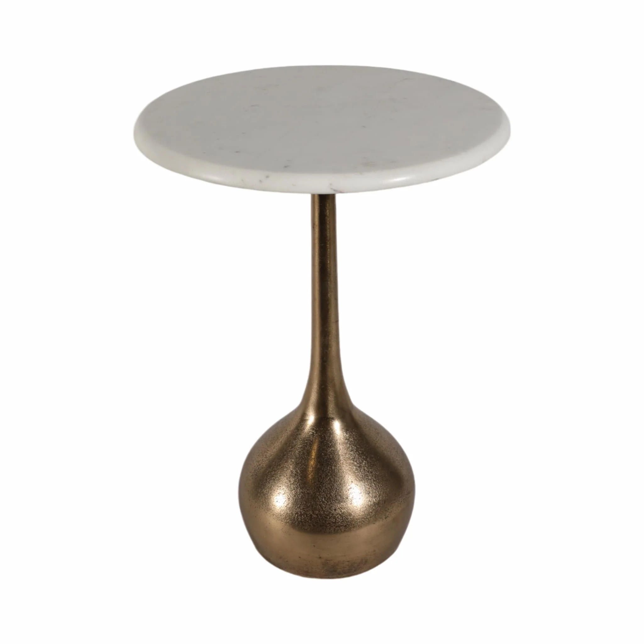 20" Marble Accent Table Ball Base, Wht/atq Brass - Image 2
