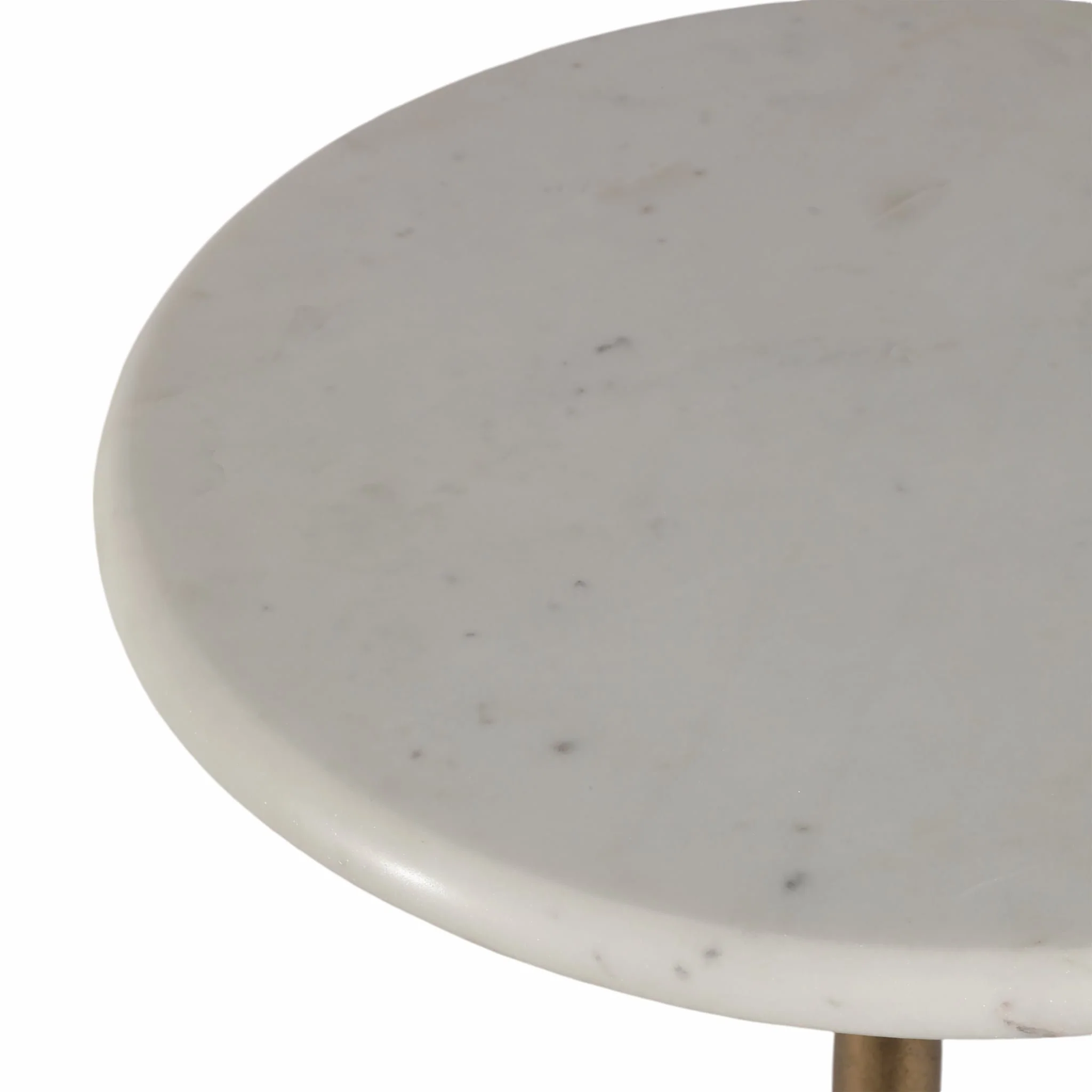 20" Marble Accent Table Ball Base, Wht/atq Brass - Image 4