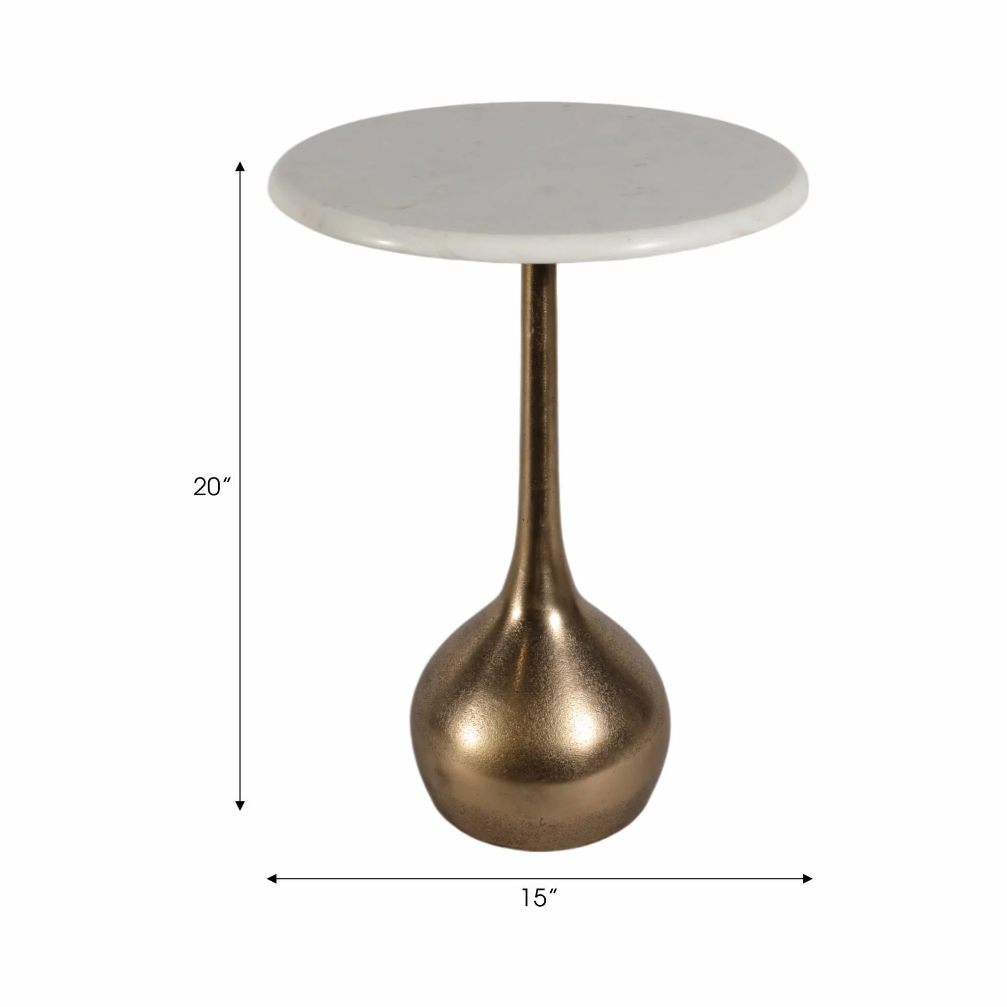20" Marble Accent Table Ball Base, Wht/atq Brass - Image 6