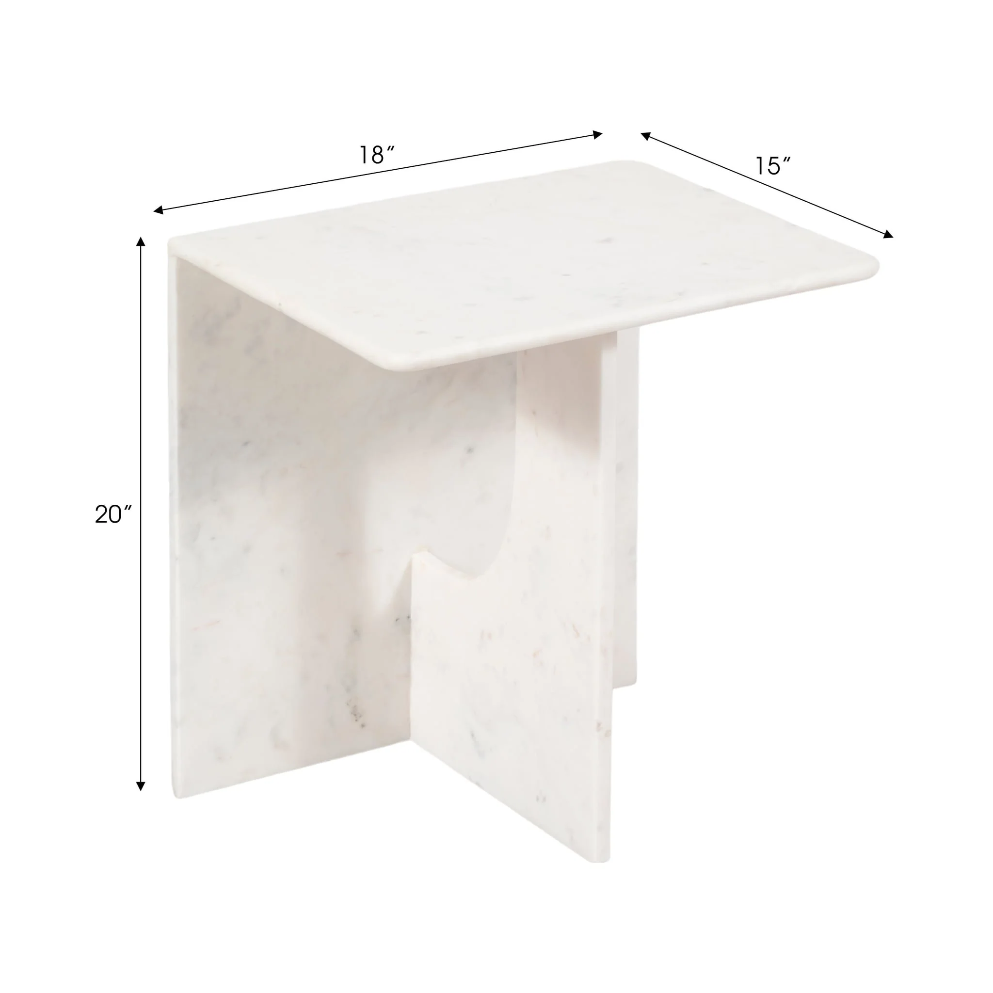 20" Marble Accent Table, White - Image 7
