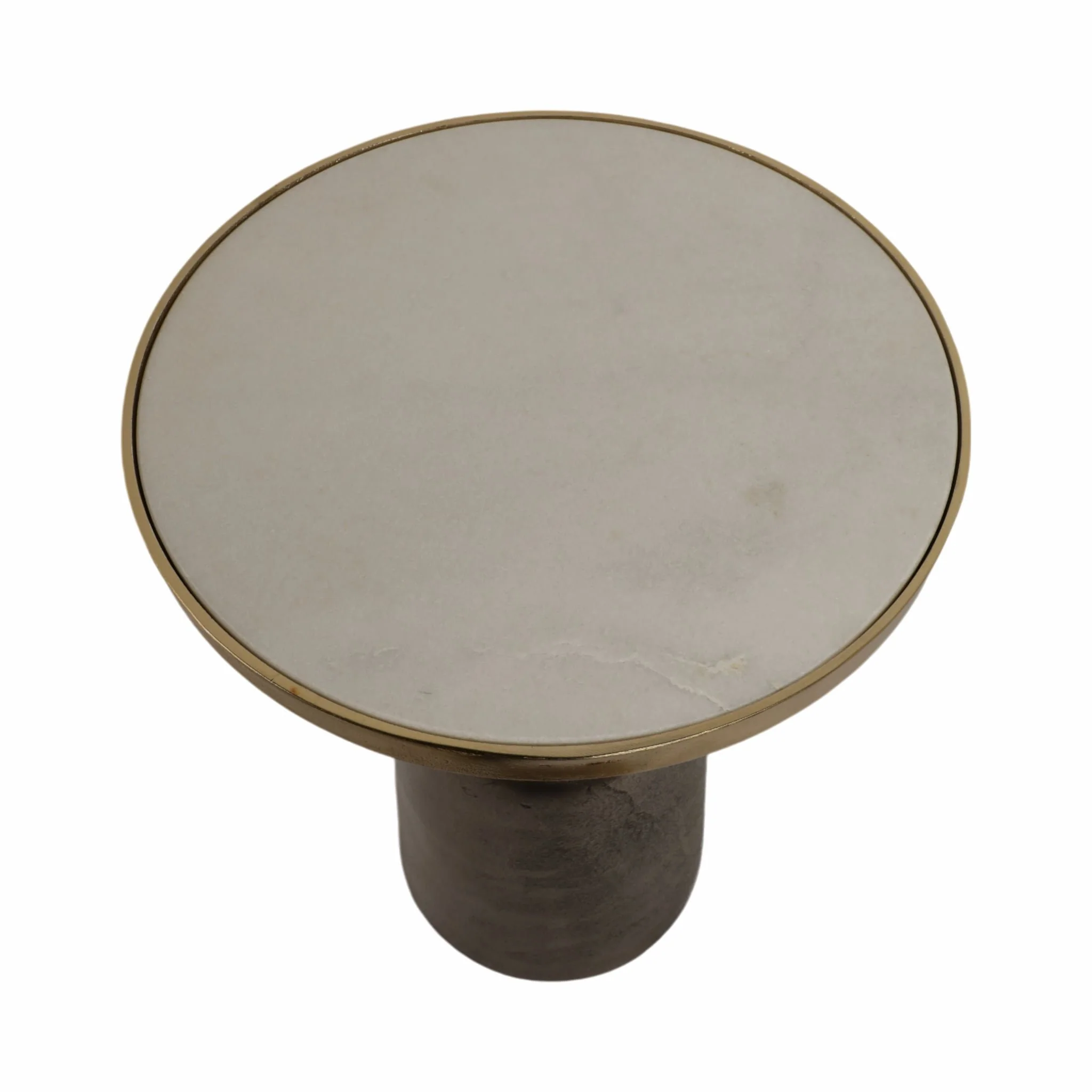 20" Metal Accent Table White Marble Top, Multi - Image 4
