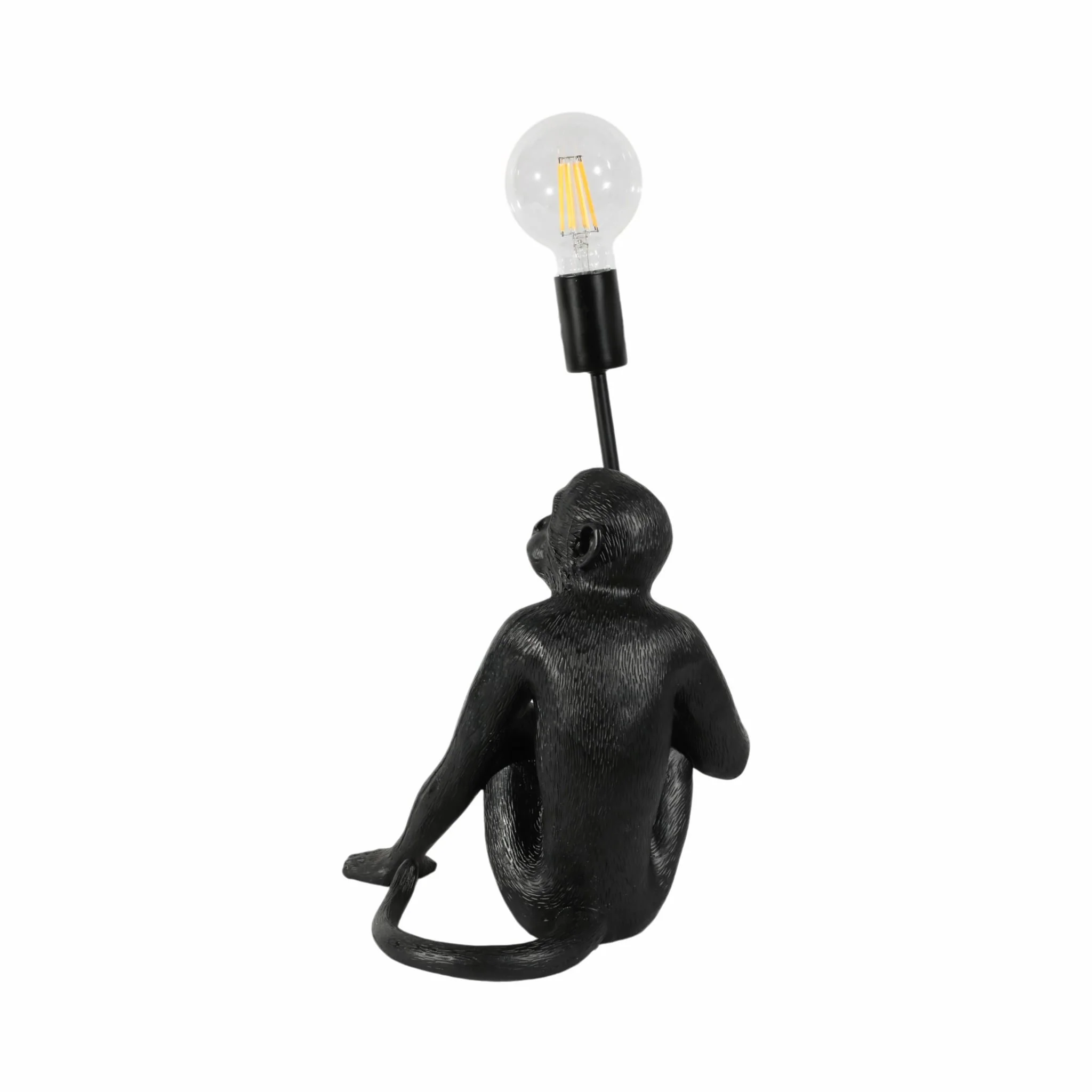 20" Monkey With Lightbulb Table Lamp, Black - Image 4
