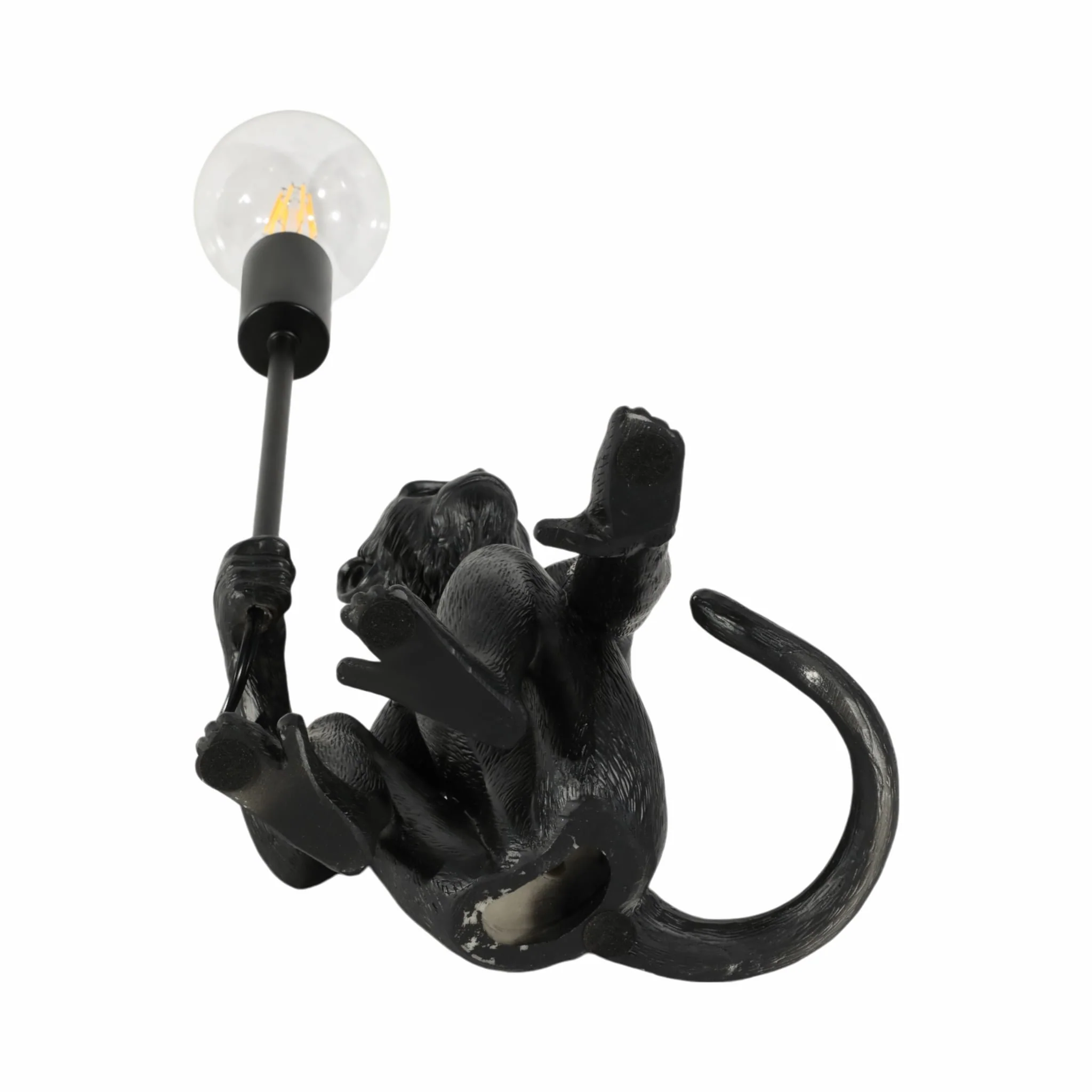20" Monkey With Lightbulb Table Lamp, Black - Image 7