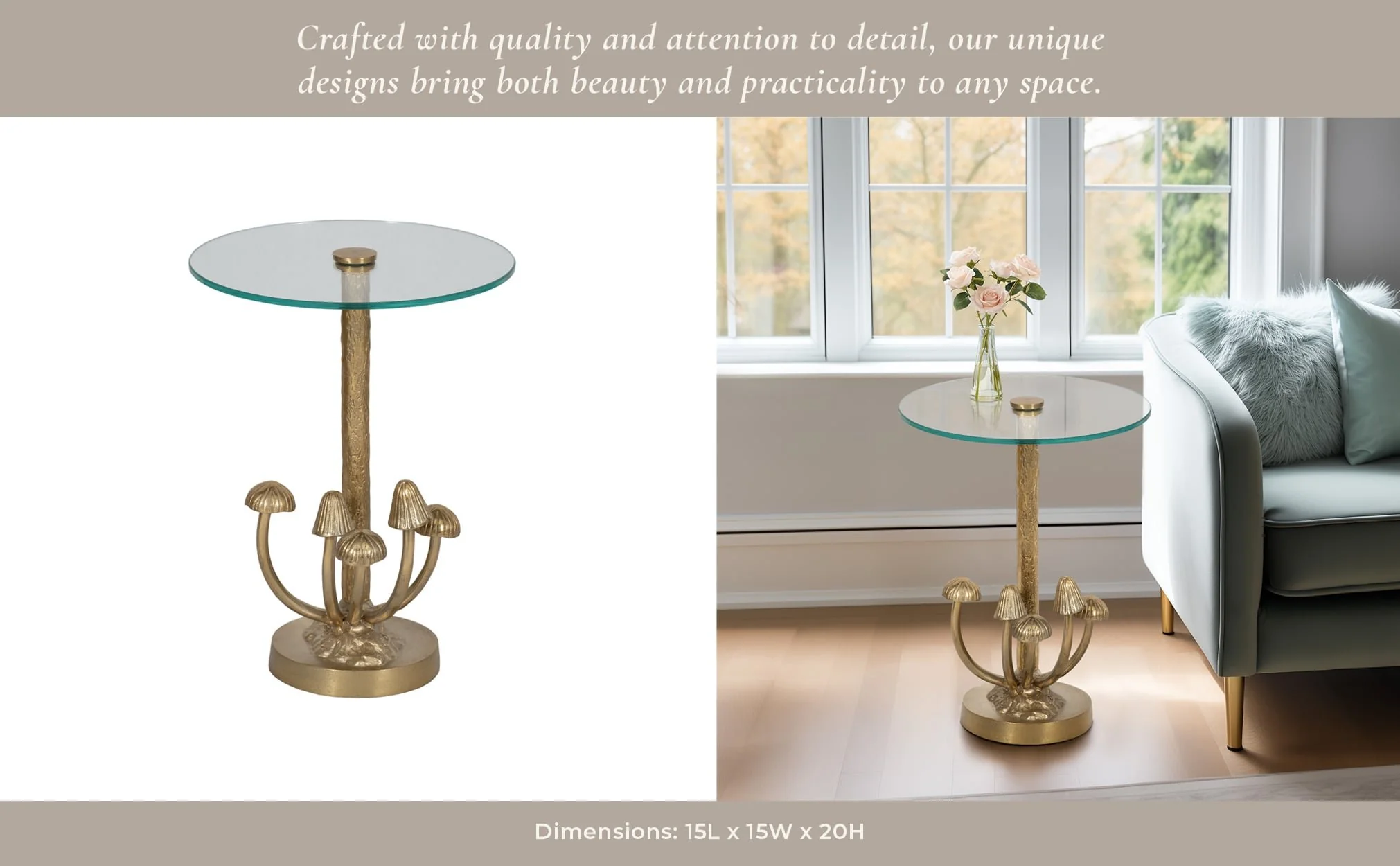 20" Mushrooms Accent Table, Gold Kd - Image 10