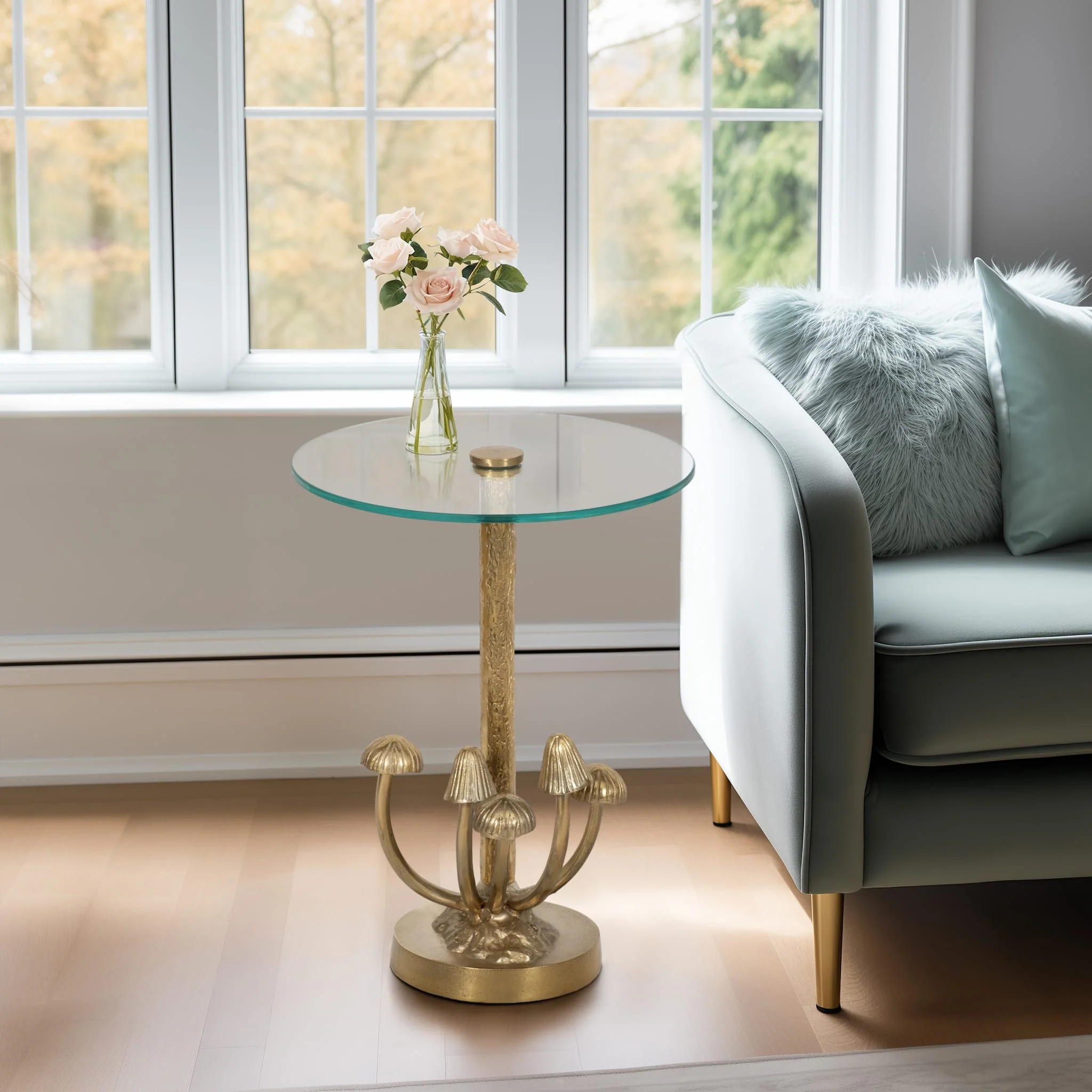 20" Mushrooms Accent Table, Gold Kd - Image 9