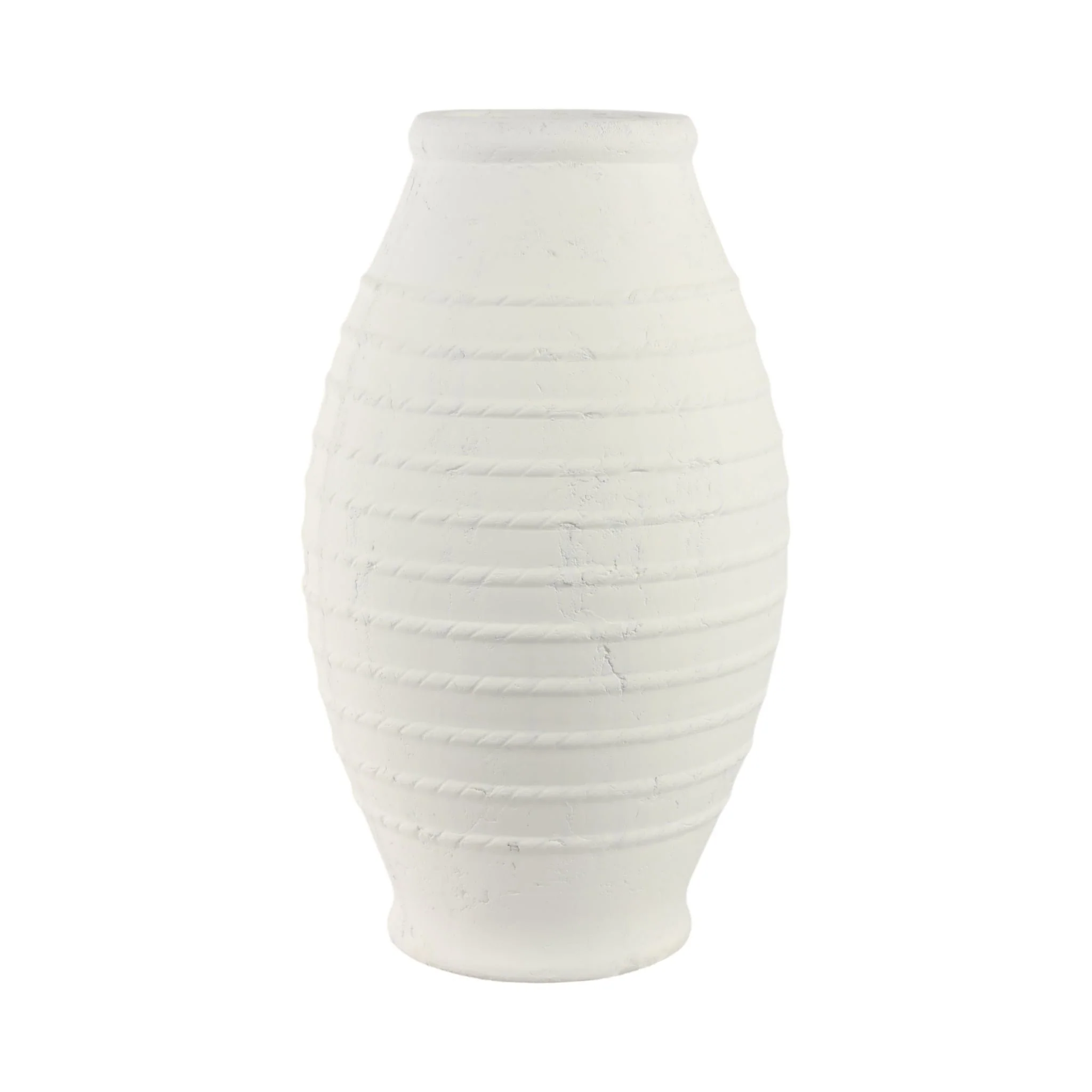 20" Rope Ribbed Vase, White - Image 4