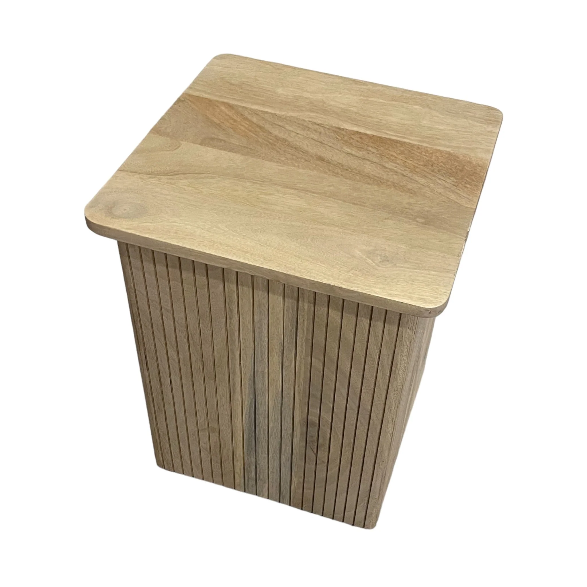20" Square Ribbed Accent Table, Natural - Image 3