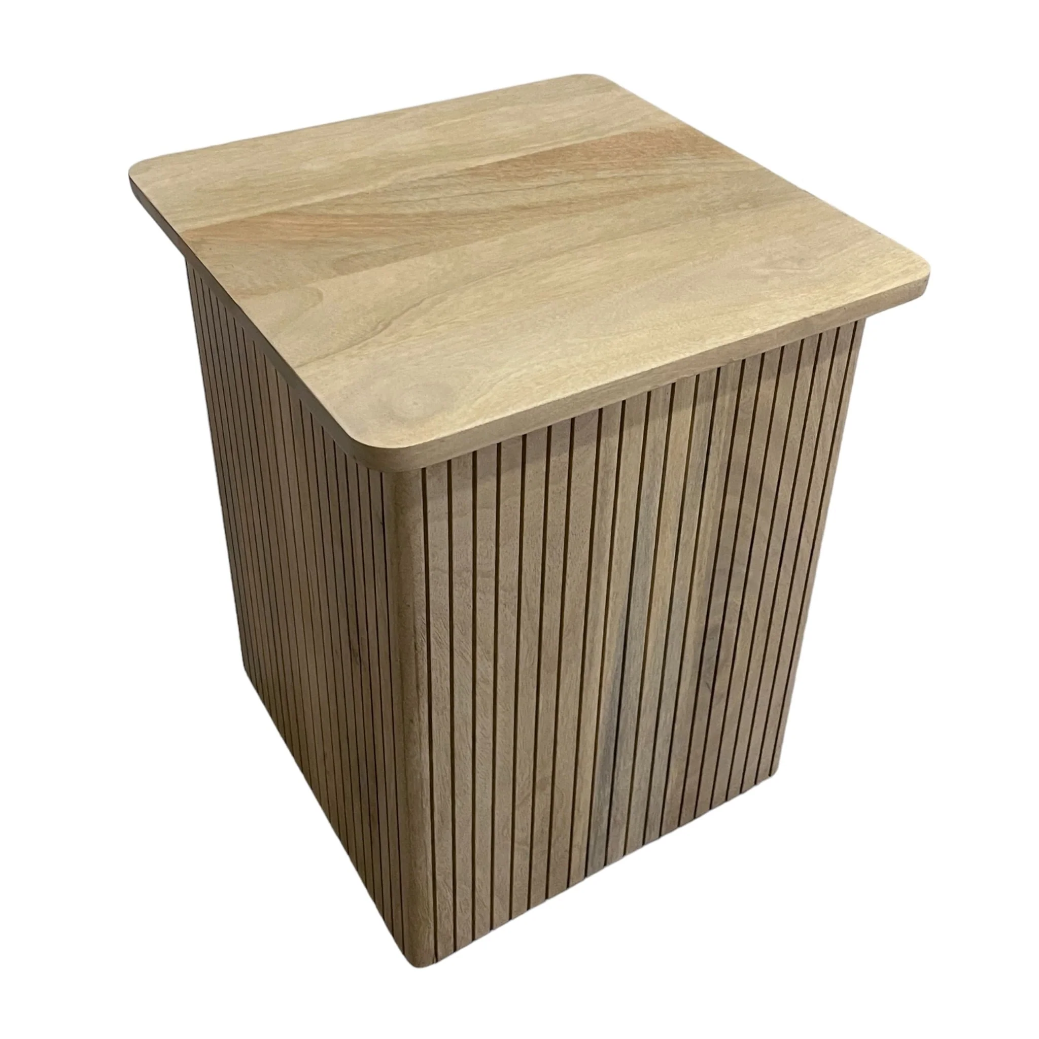 20" Square Ribbed Accent Table, Natural - Image 4