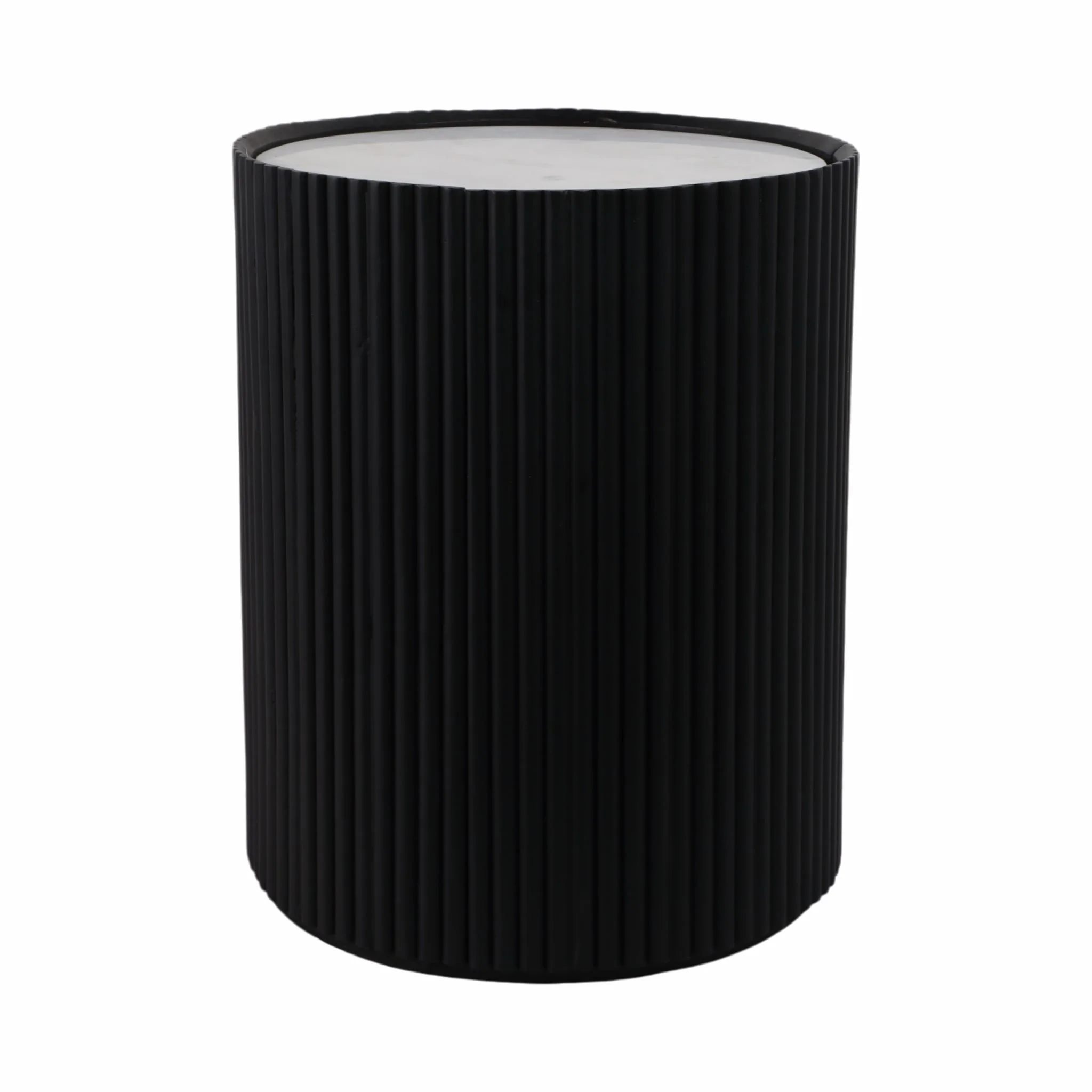 20" Storage Accent Table Marble Top, White/black - Image 2